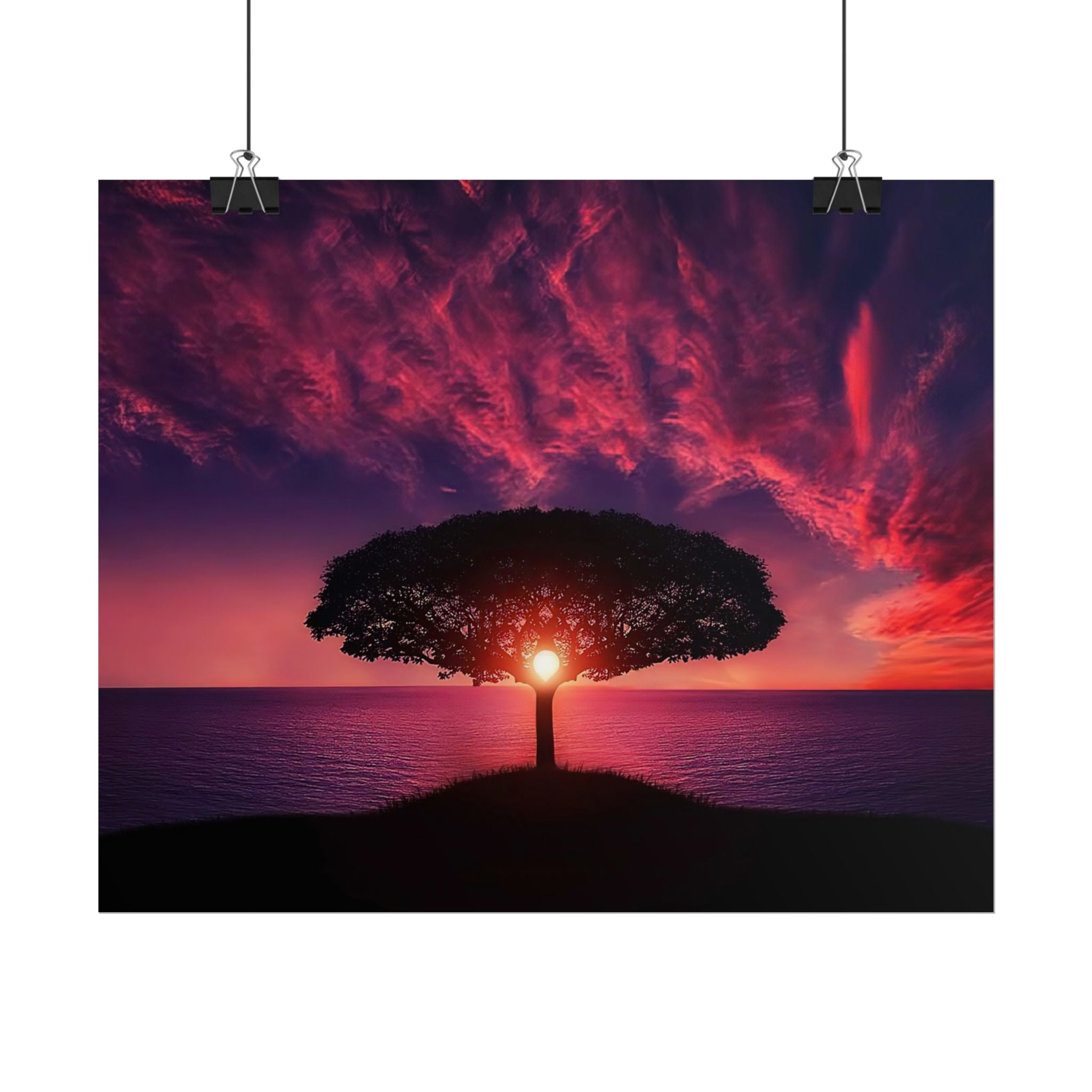 Panoramic Sunset Poster Print, Tree Wall Art, Scenery Decor, Exra Large Wall Art, Canvas Art Print, Landscape, Nature Wall Decor