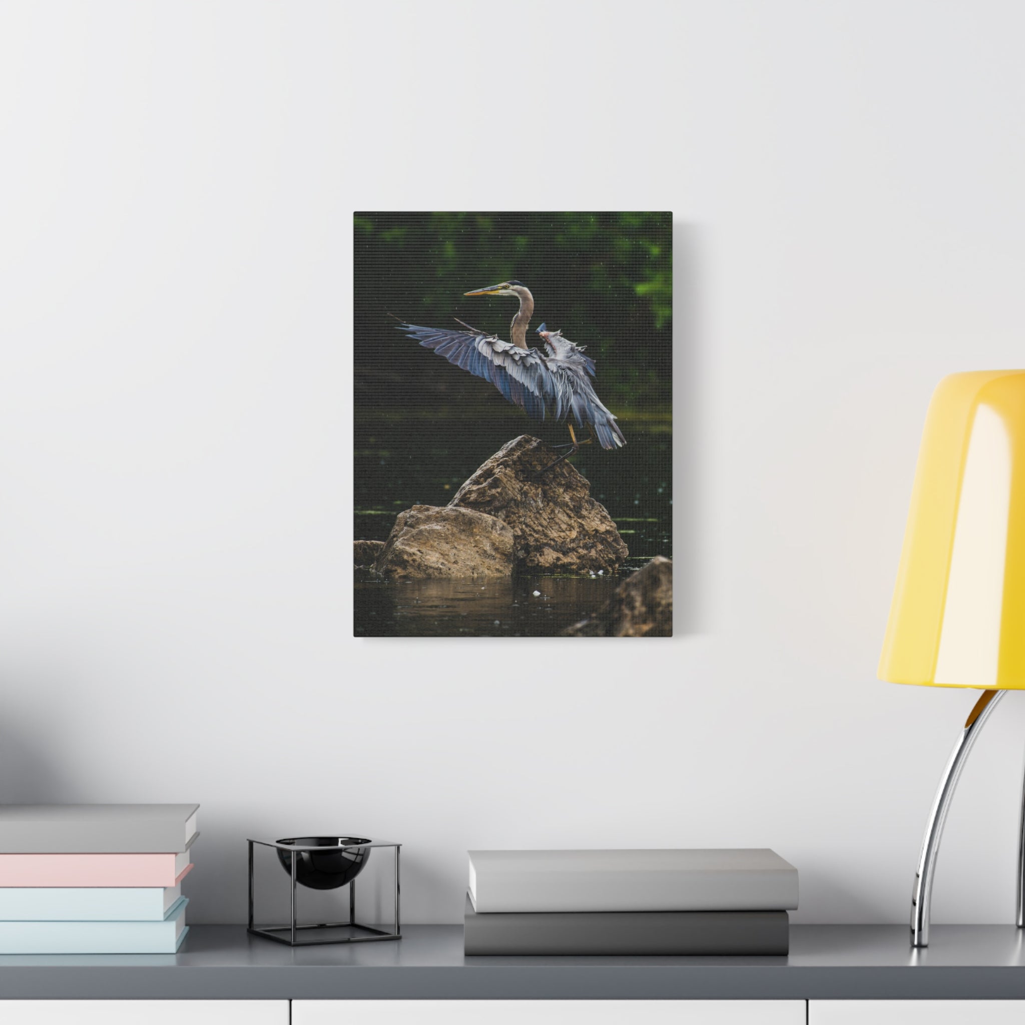 canvas-print-wall-art-great-blue-heron-matte-canvas-stretched-home-decor-bird-lover-gift-nature-wall-hanging-wildlife