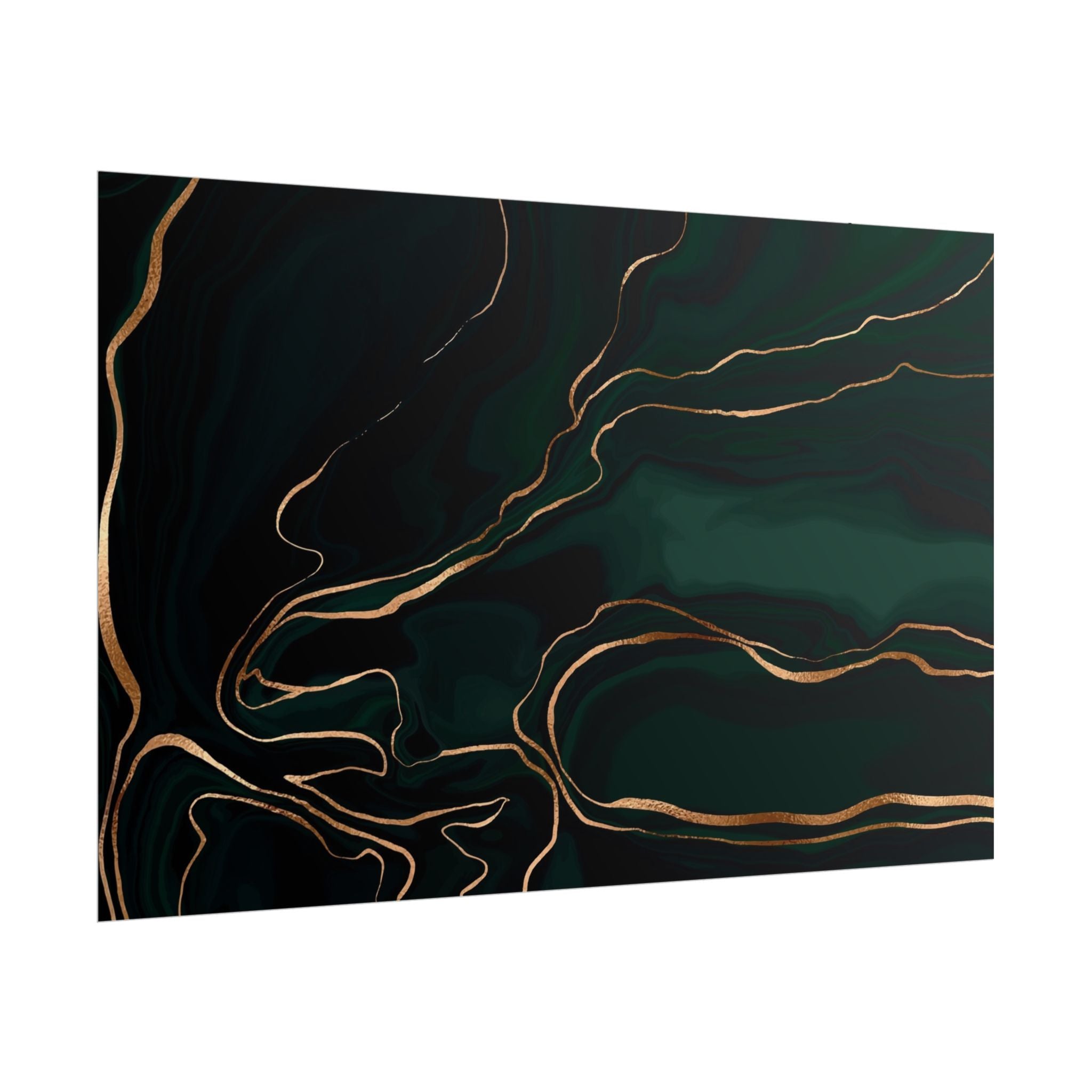 Abstract Green Gold Poster Print - Wall Art, Home Decor, Office Decor, Green Canvas Bedroom, Modern Art, Green Print