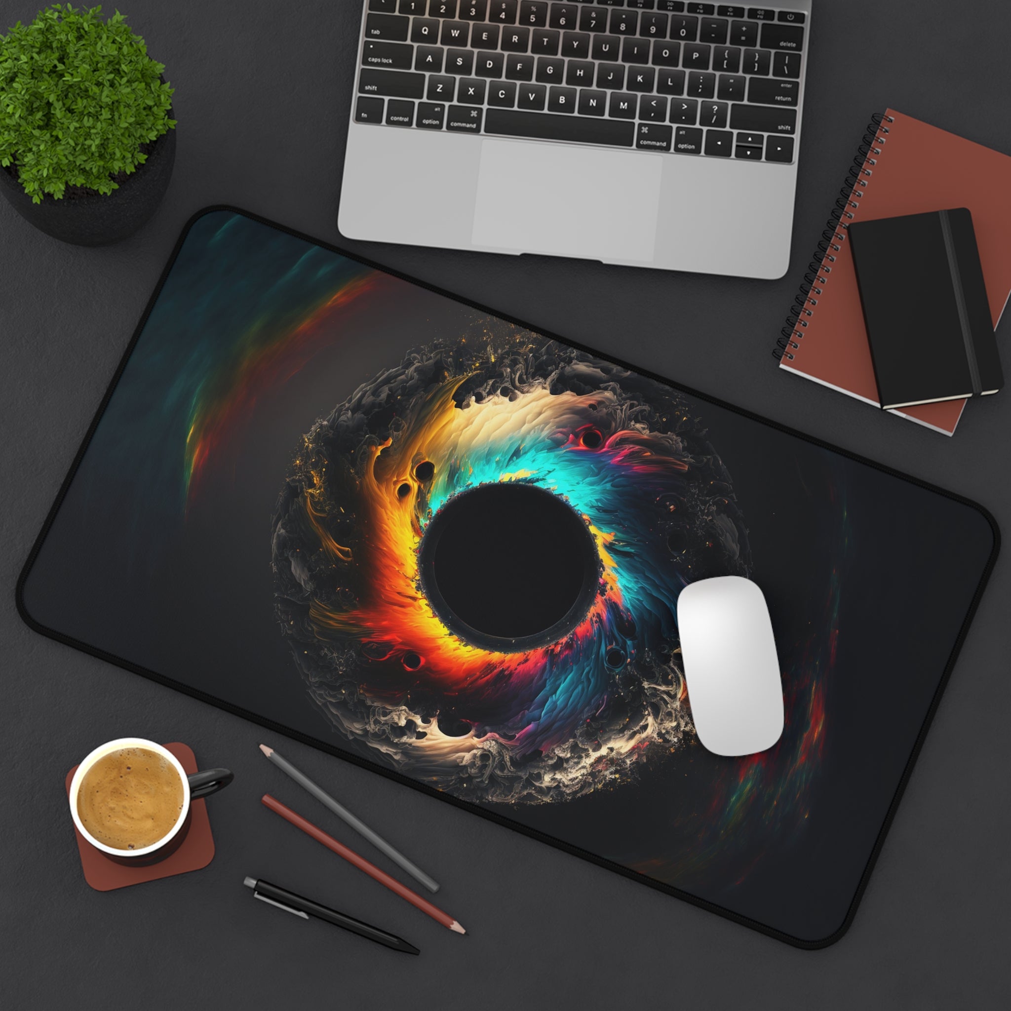 Colorful Abstract Eye Desk Pad, Galaxy Blackhole Mouse Pad, Office Desk Accessories, Unique Desk Mat