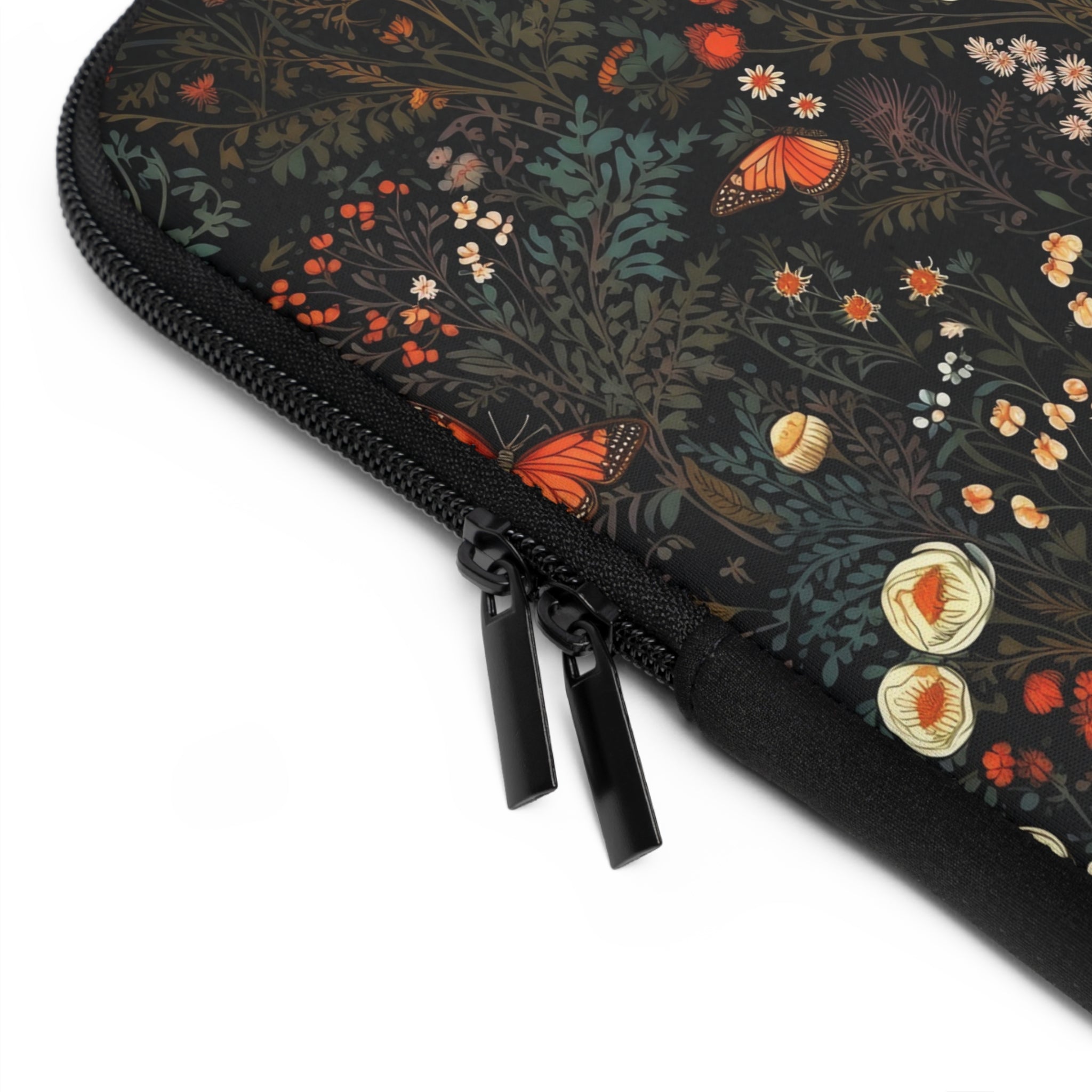 laptop-sleeve-cottagecore-dark-flowers-orange-butterfly-macbook-air-sleeve-floral-computer-bag-tech-case-tablet-cover-laptop