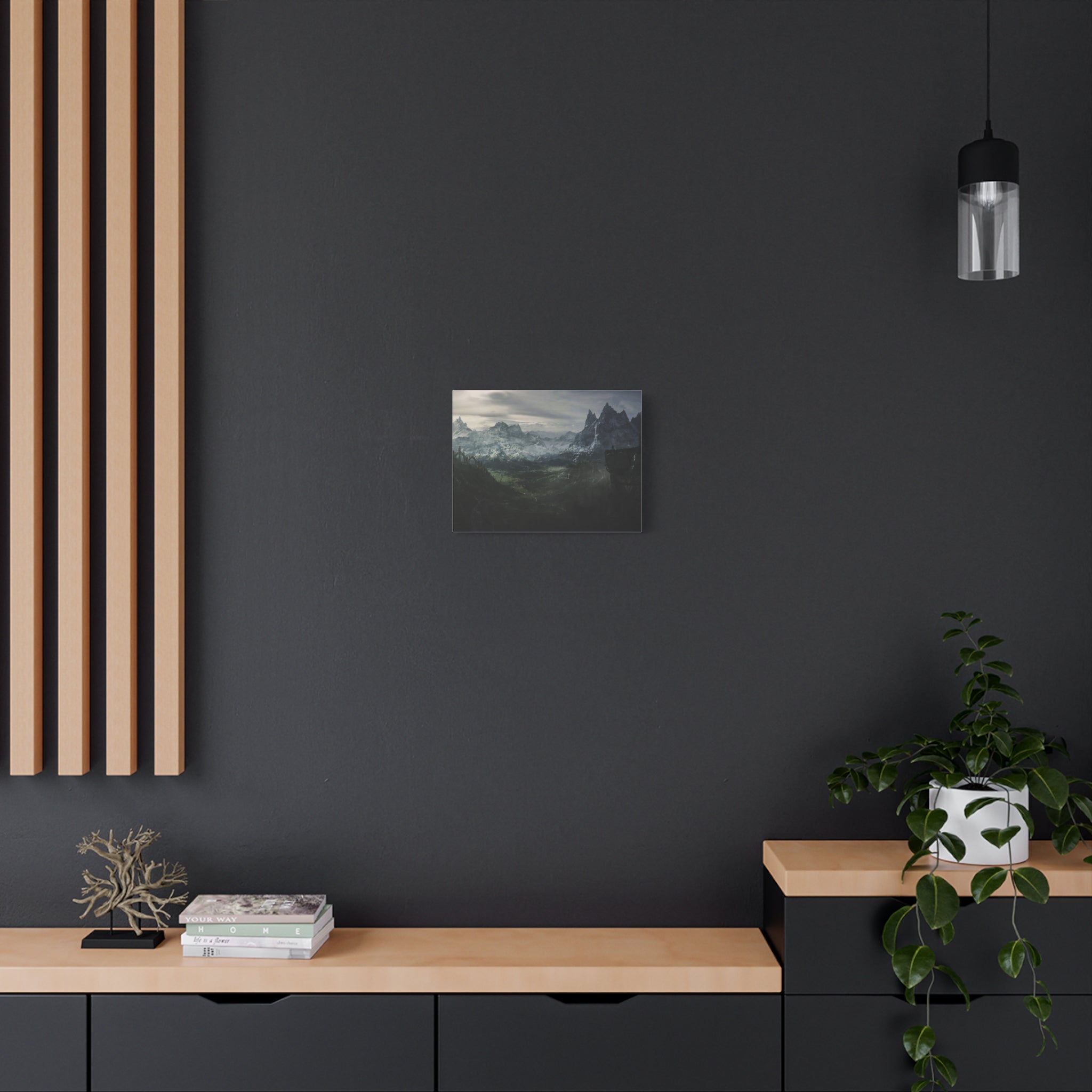 The Elder Scrolls Skyrim Canvas Wall Art - Dark Landscape Dragon Game Canvas Print Room Decor, Gaming Wall Art, Skyrim Gift