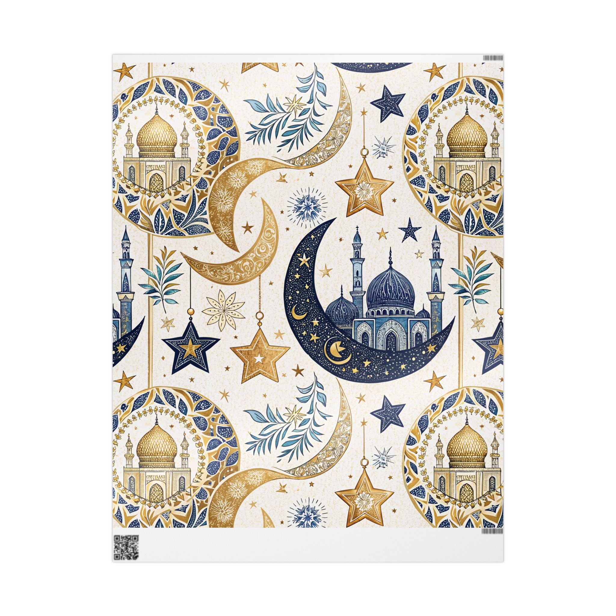 ramadan-night-wrapping-papers-islamic-crescent-moon-gift-wrap-mosque-silhouette-eid-holiday-supplies-festive-present-packagin
