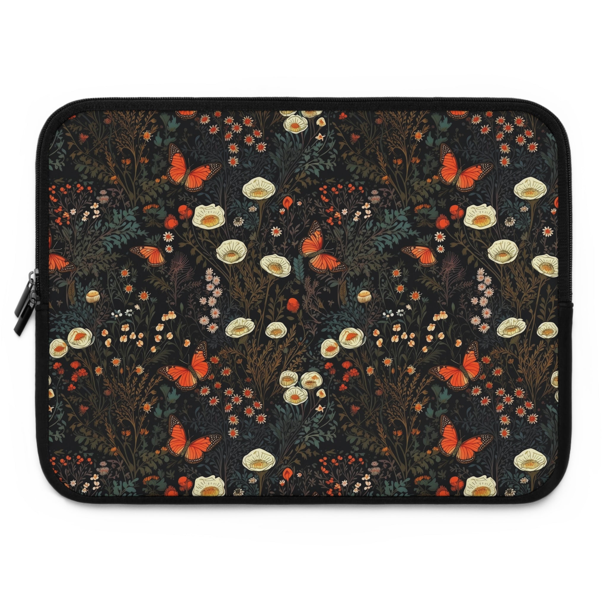 laptop-sleeve-cottagecore-dark-flowers-orange-butterfly-macbook-air-sleeve-floral-computer-bag-tech-case-tablet-cover-laptop