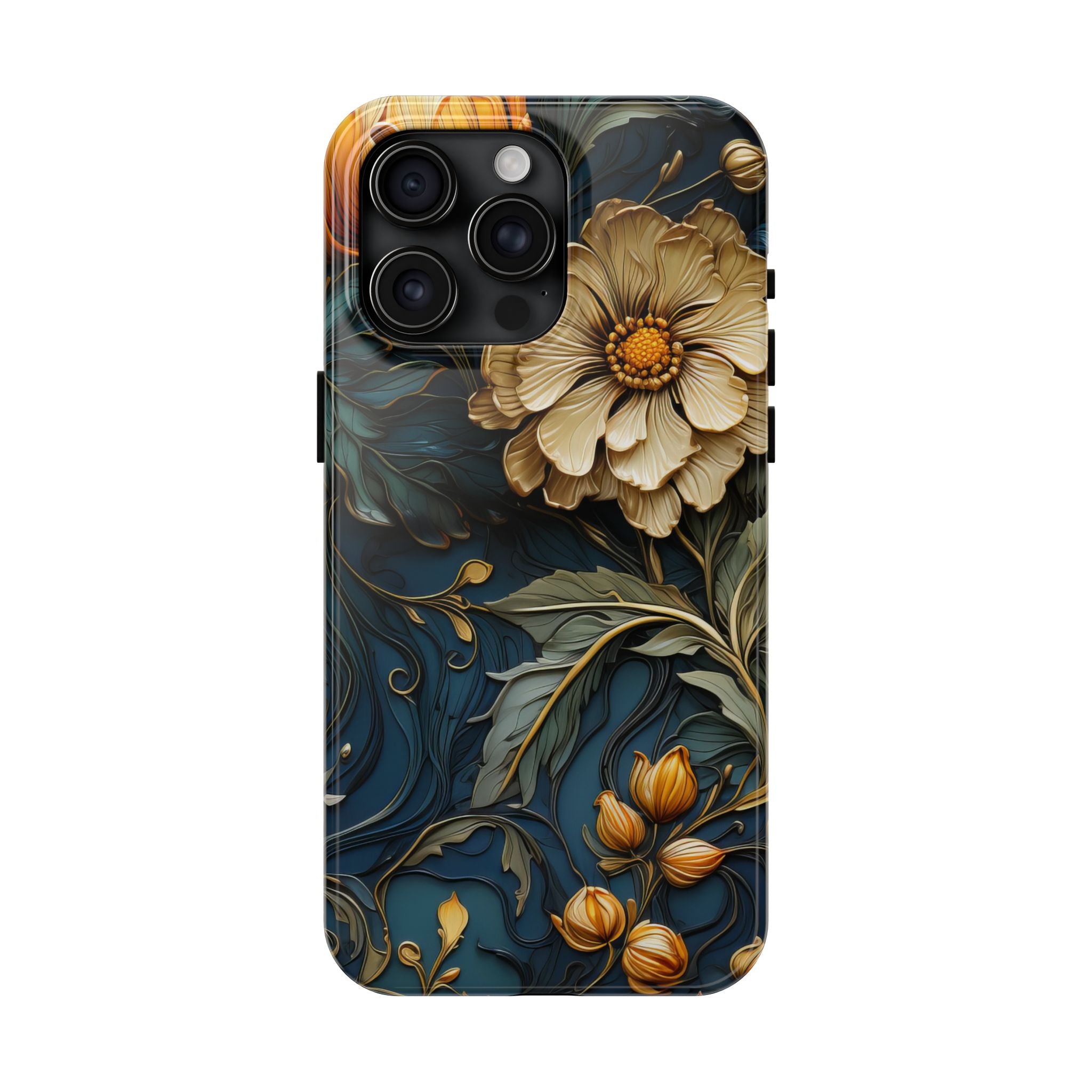textured-art-nouveau-floral-tough-phone-case-cottagecore-iphone-case-unique-floral-phone-cover-vintage-style-iphone-case-prot
