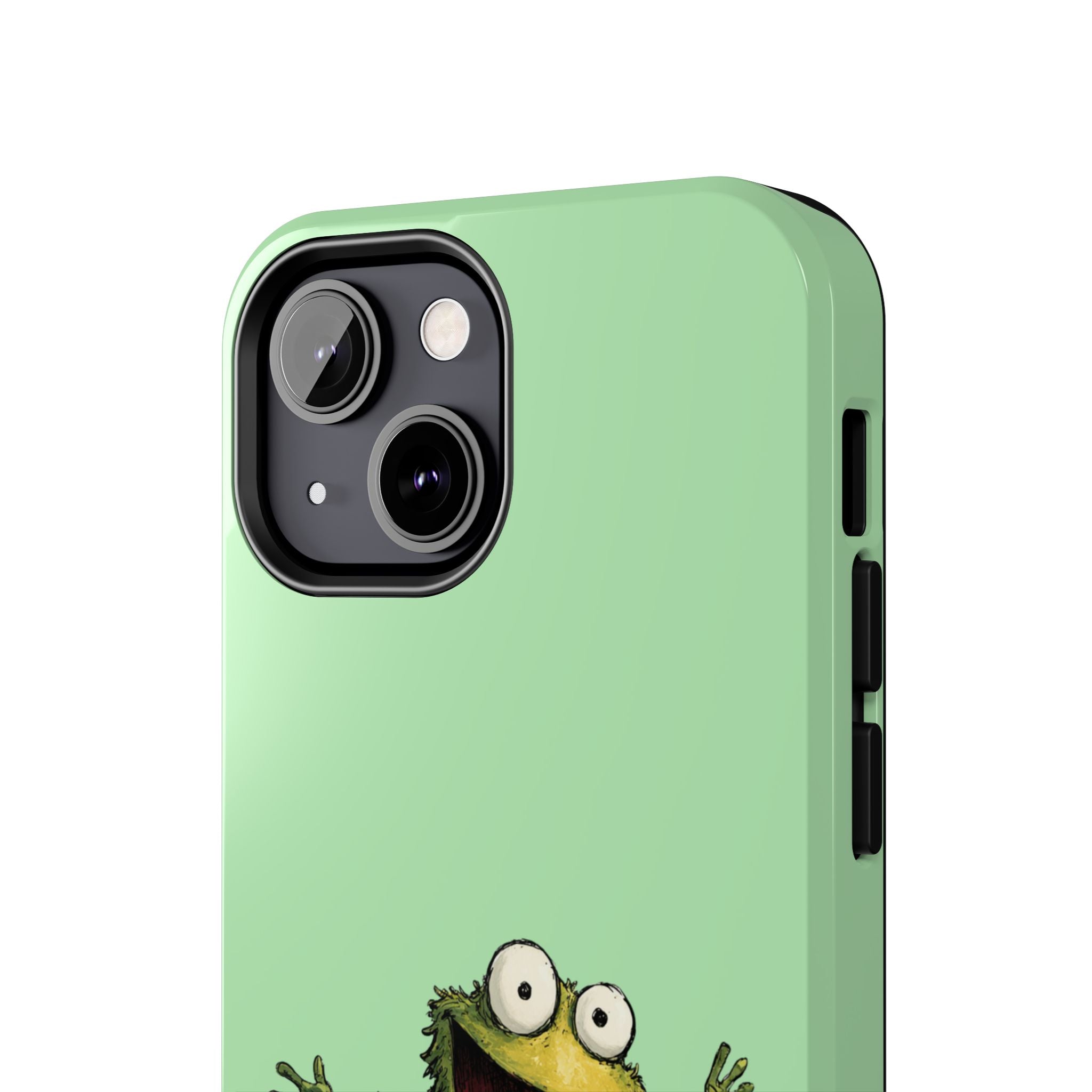Quirky Funny Frog iPhone Tough Case - Kawaii Animal Phone Cover - Frog Protective Phone Cover - Green iPhone Case