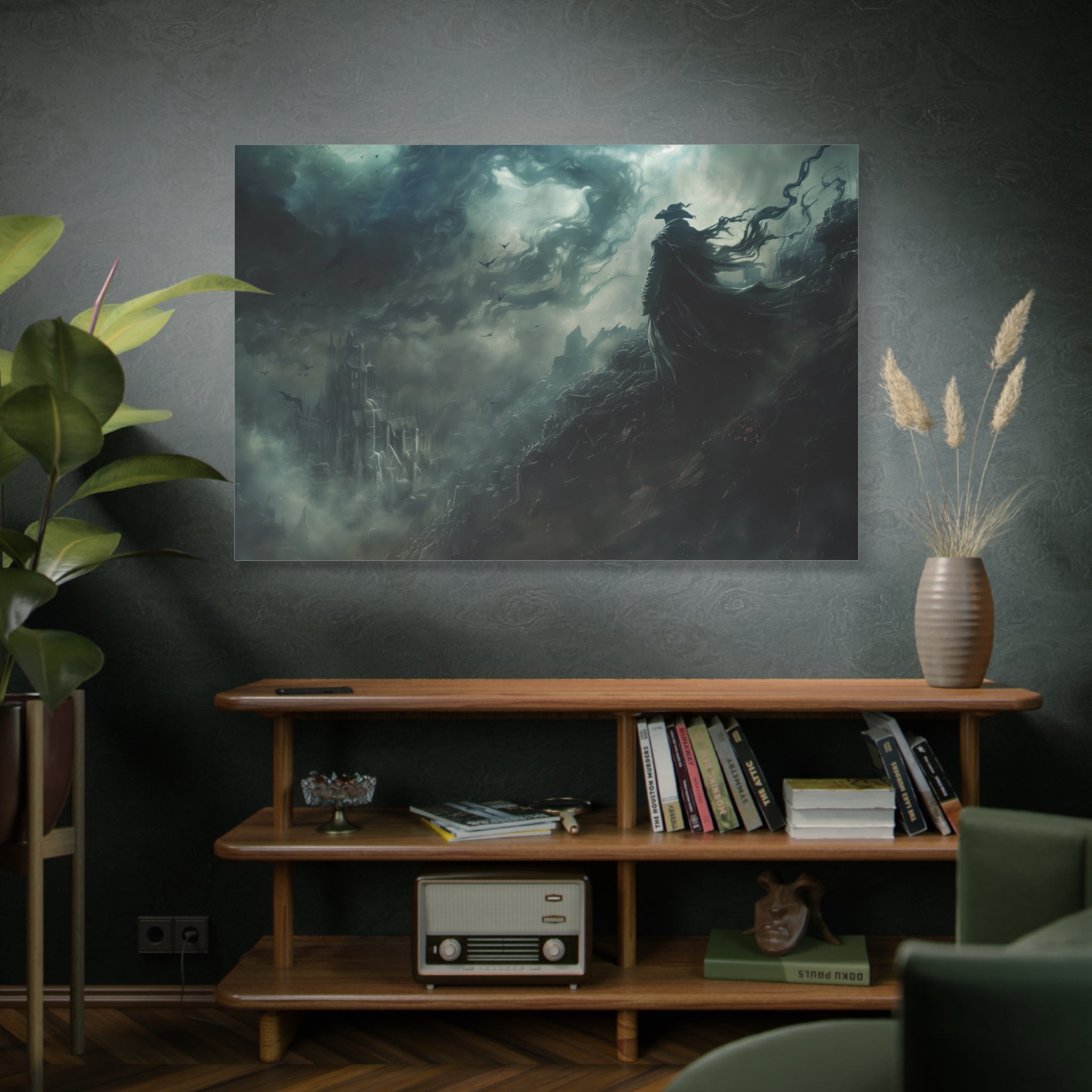 Bloodborne The Hunter Scenery Canvas Wall Art, Crow Cloak Bird Sword - Home Decor, Game Wall Print