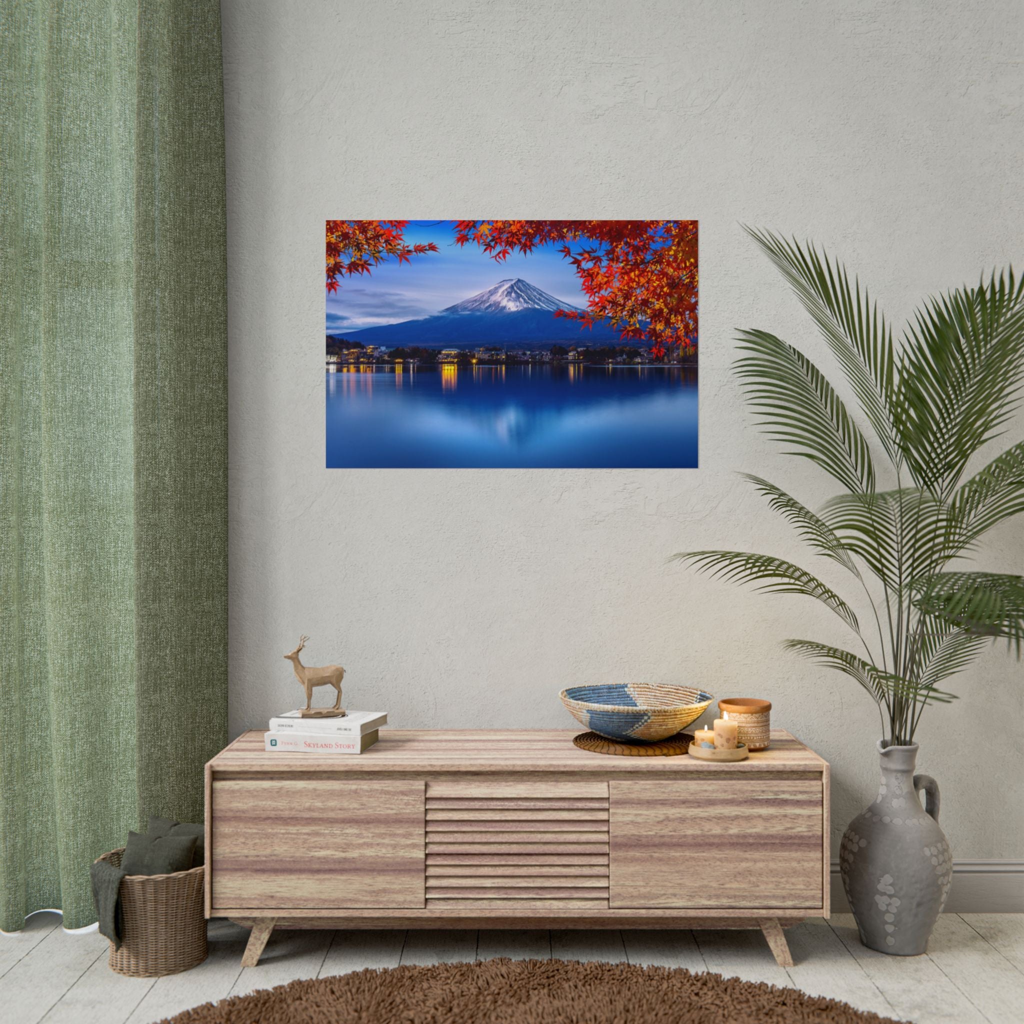 Mount Fuji Poster Wall Art, Japan Nature Park, Autumn Lake Print, Poster Art, Home Decor, Gift, Living Room Decor, Japanese Home Decor