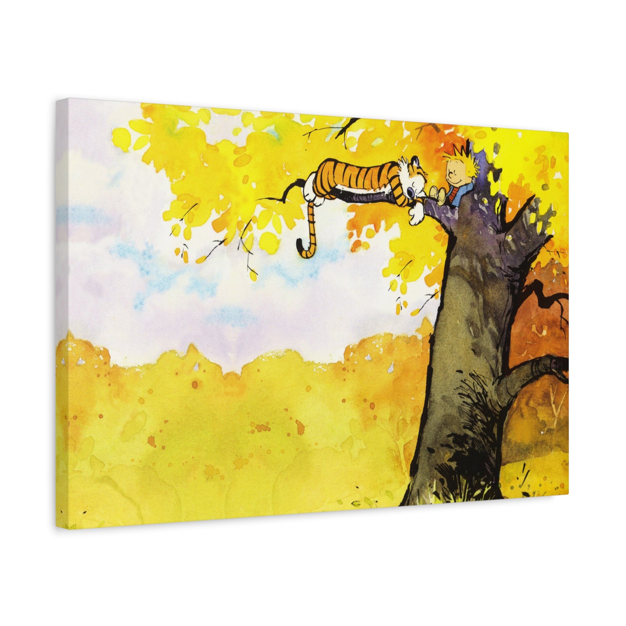 Calvin and Hobbes Canvas Wall Art - Nostalgic Comic Strip Canvas for Kids Room & Nursery Decor - Friendship Adventure Theme Print