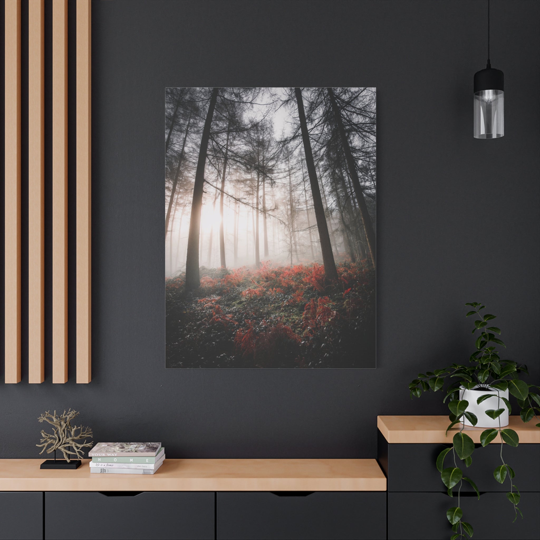 canvas-print-misty-woods-art-living-room-wall-decor-sunlight-forest-landscape-aesthetic-nature-art-stretched-artwork-matte-ca