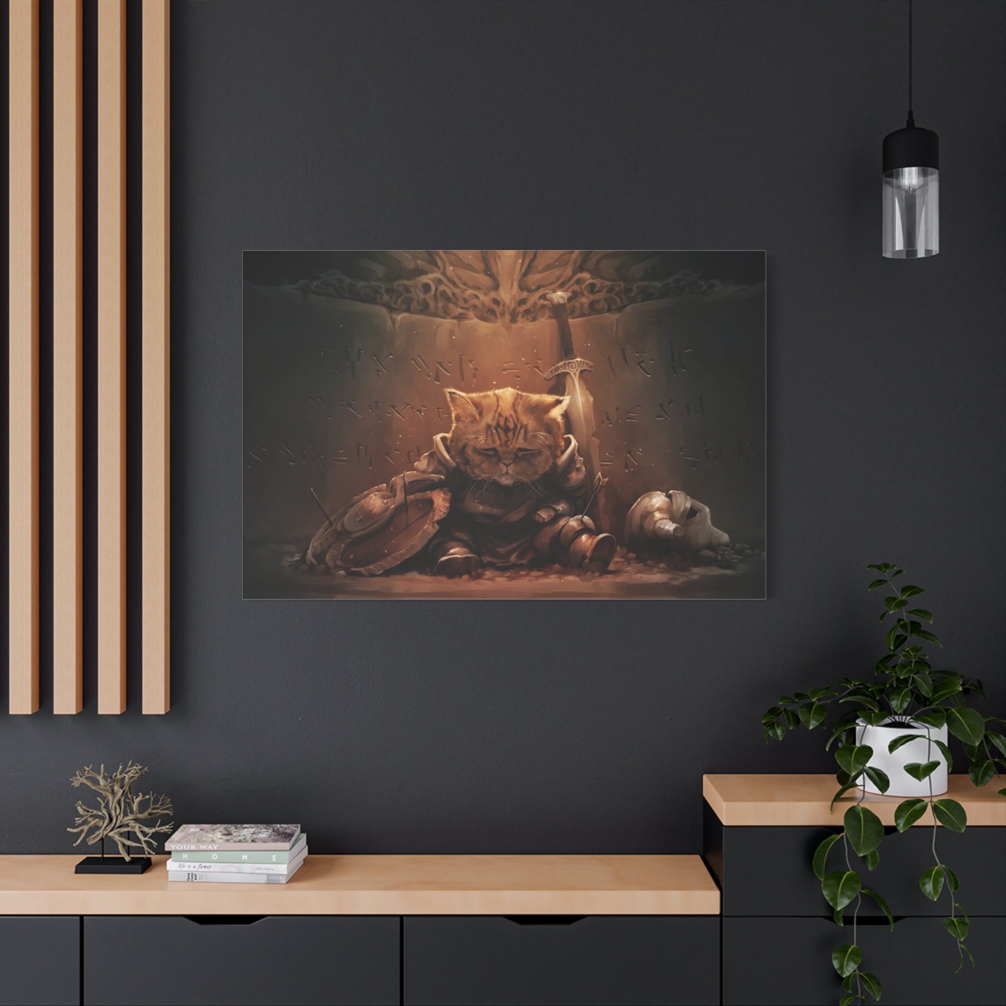 The Elder Scrolls Skyrim Canvas Wall Art - Cat Game Canvas Print Room Decor, Dragon Gaming Wall Art, Skyrim Gift