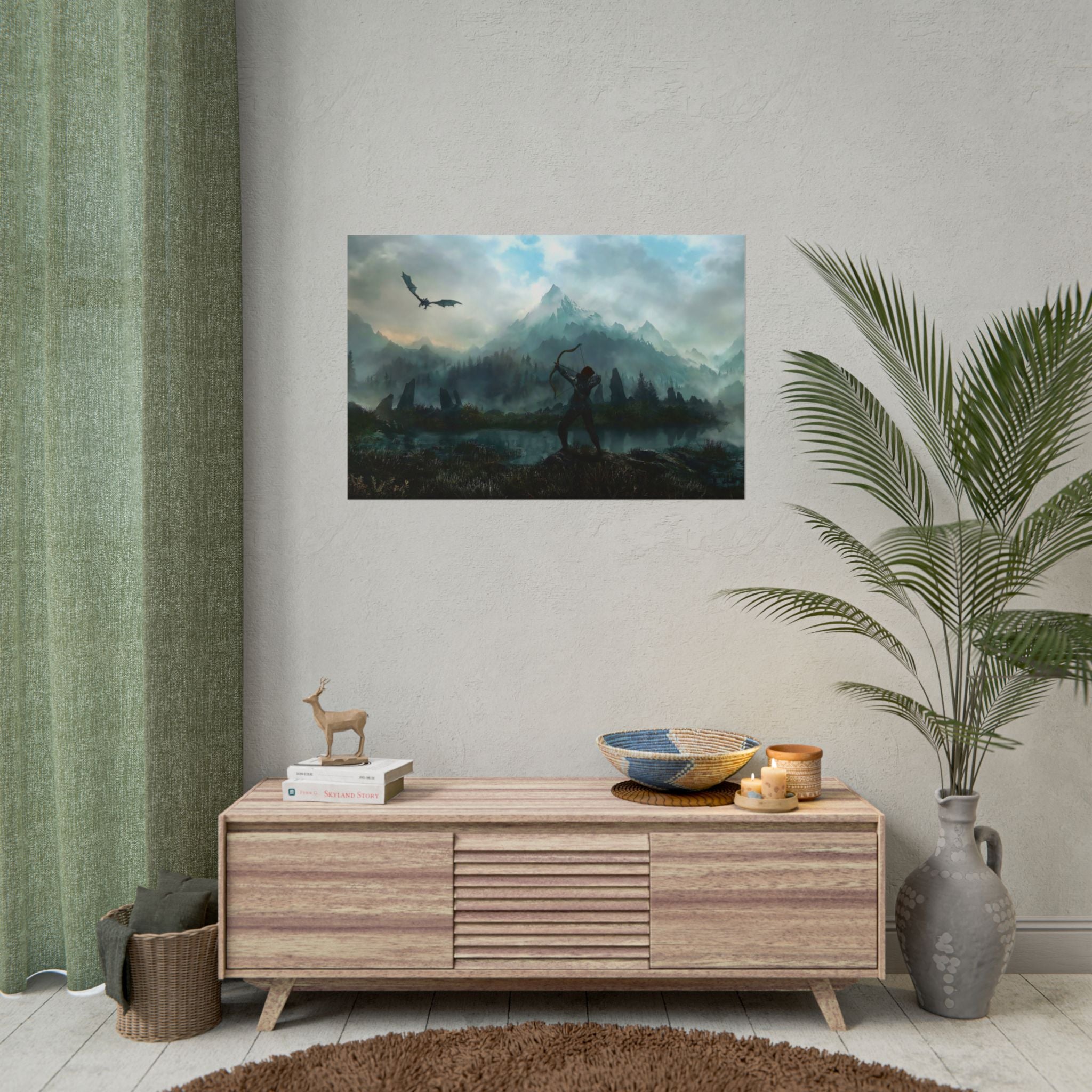 the-elder-scrolls-skyrim-aela-poster-wall-art-dragon-and-artcher-viking-game-poster-print-room-decor-warrior-g