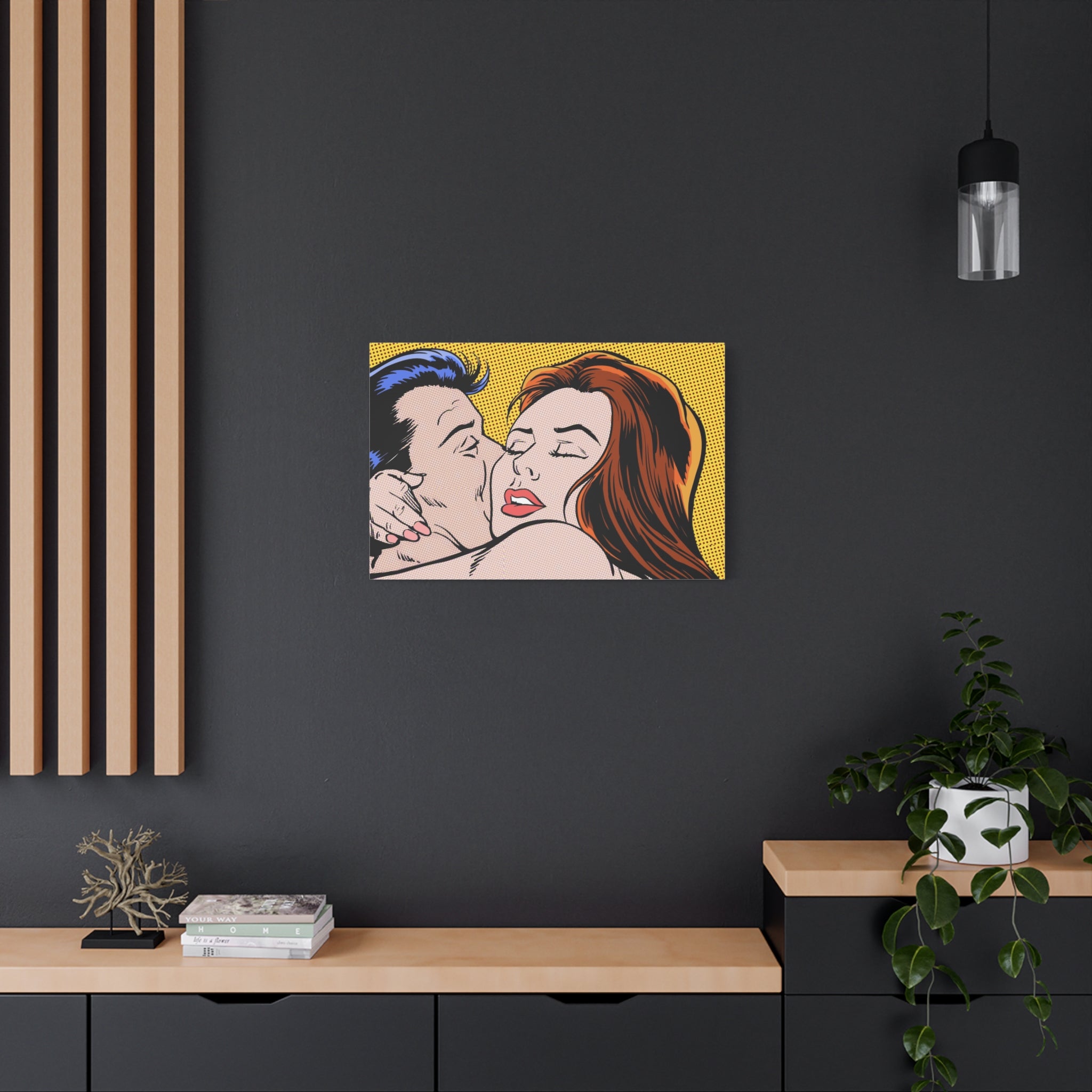pop-art-canvas-print-retro-wall-art-stretched-matte-canvas-kiss-love-home-decor-wall-decor-poster-decorative-art-gift