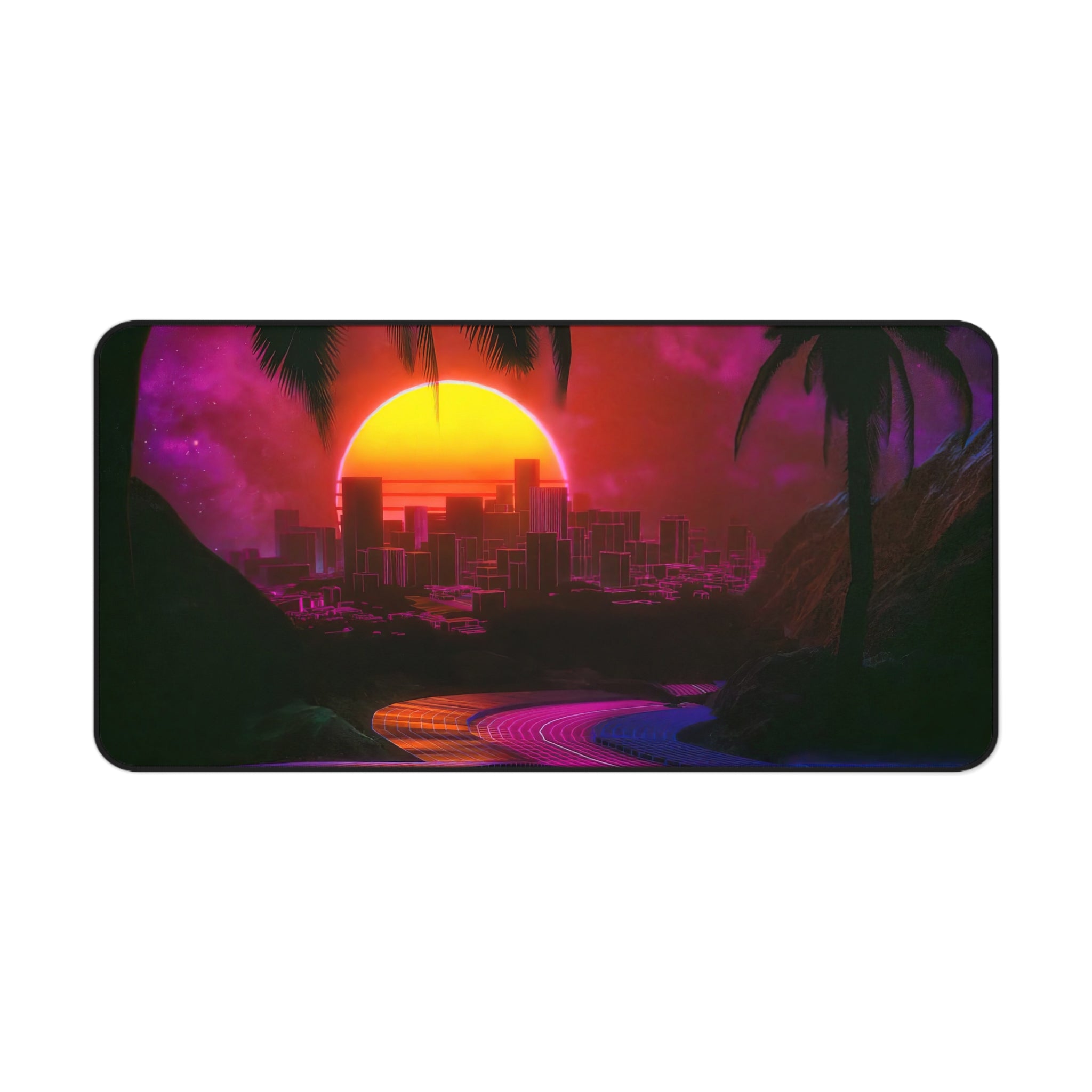 vibrant-vaporwave-los-angeles-mouse-pad-retrowave-delorean-desk-mat-neon-synthwave-desk-pad-vaporwave-sun-and-mountains-vapor