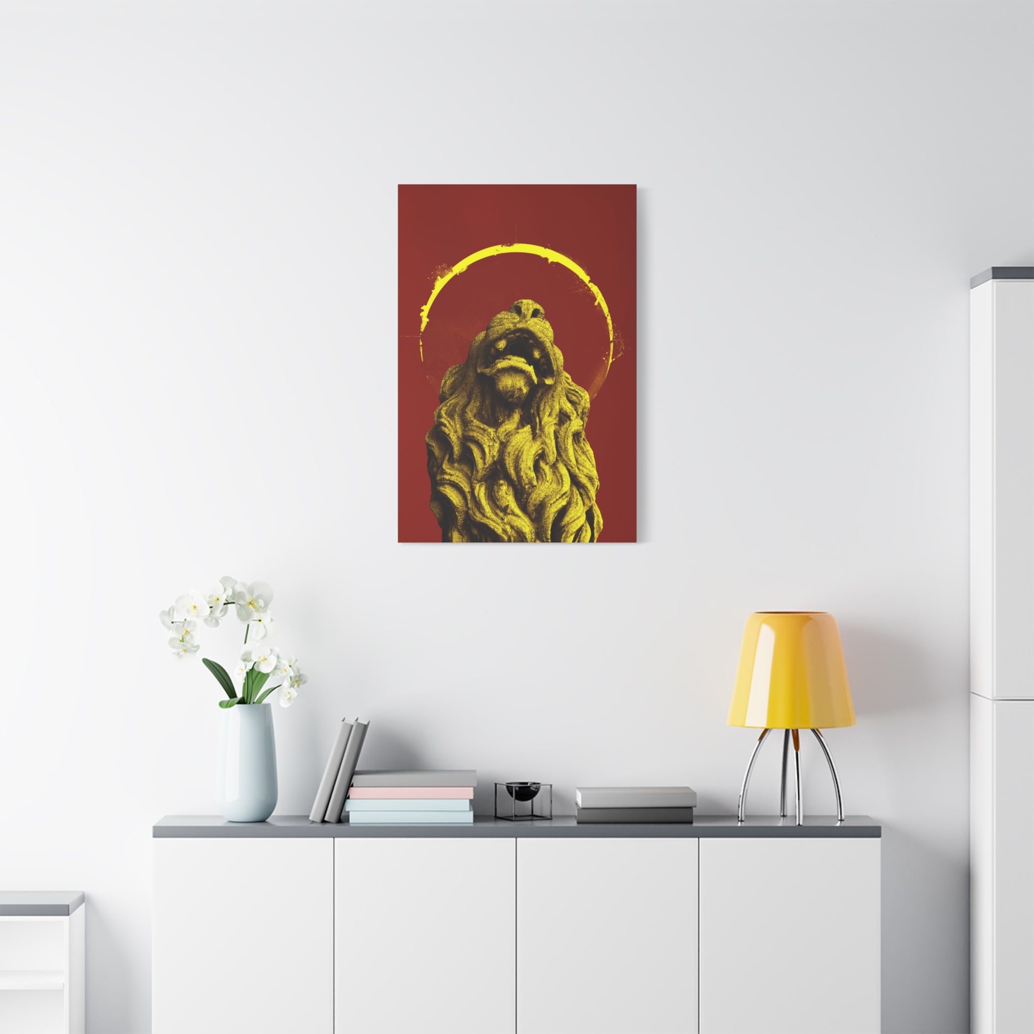 canvas-print-golden-lion-art-red-sun-aesthetic-minimalist-wall-decor-home-art-animal-artwork-boho-decor-modern-art-print