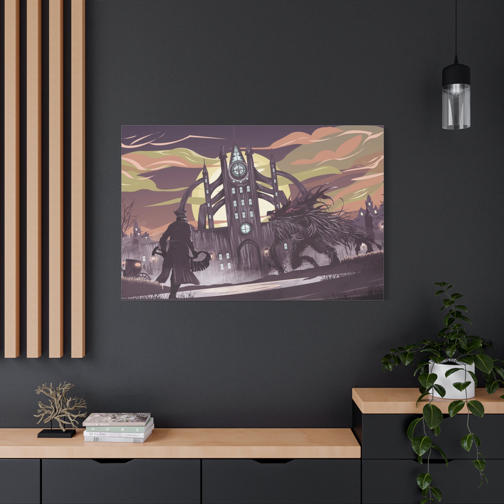 Bloodborne The Hunter Art Work Matte Canvas Wall Art — Stretched Home Decor, Game Wall Print