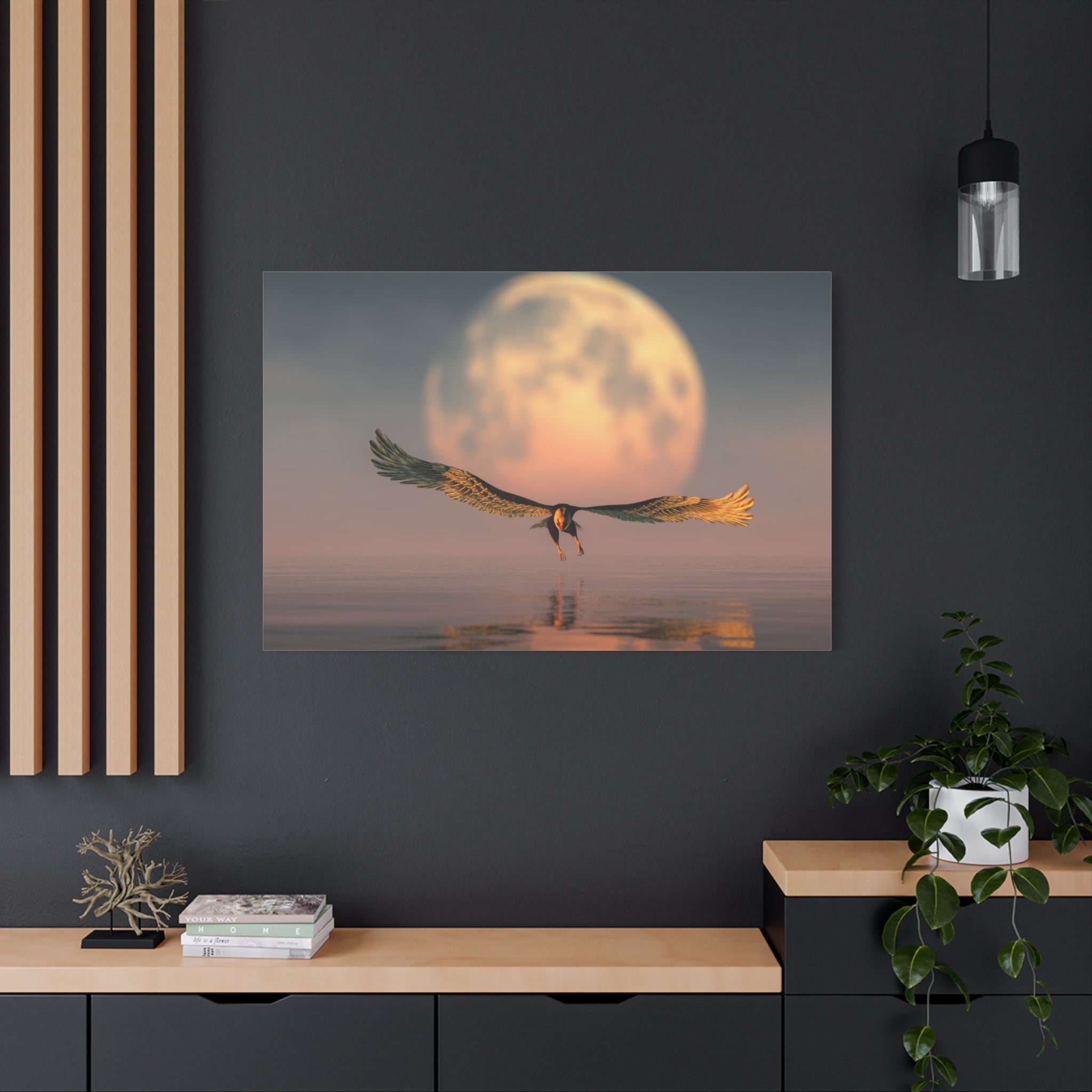 canvas-print-eagle-moon-illustration-living-room-wall-decor-stretched-matte-canvas-art-home-decor-wildlife-painting-wall-hang