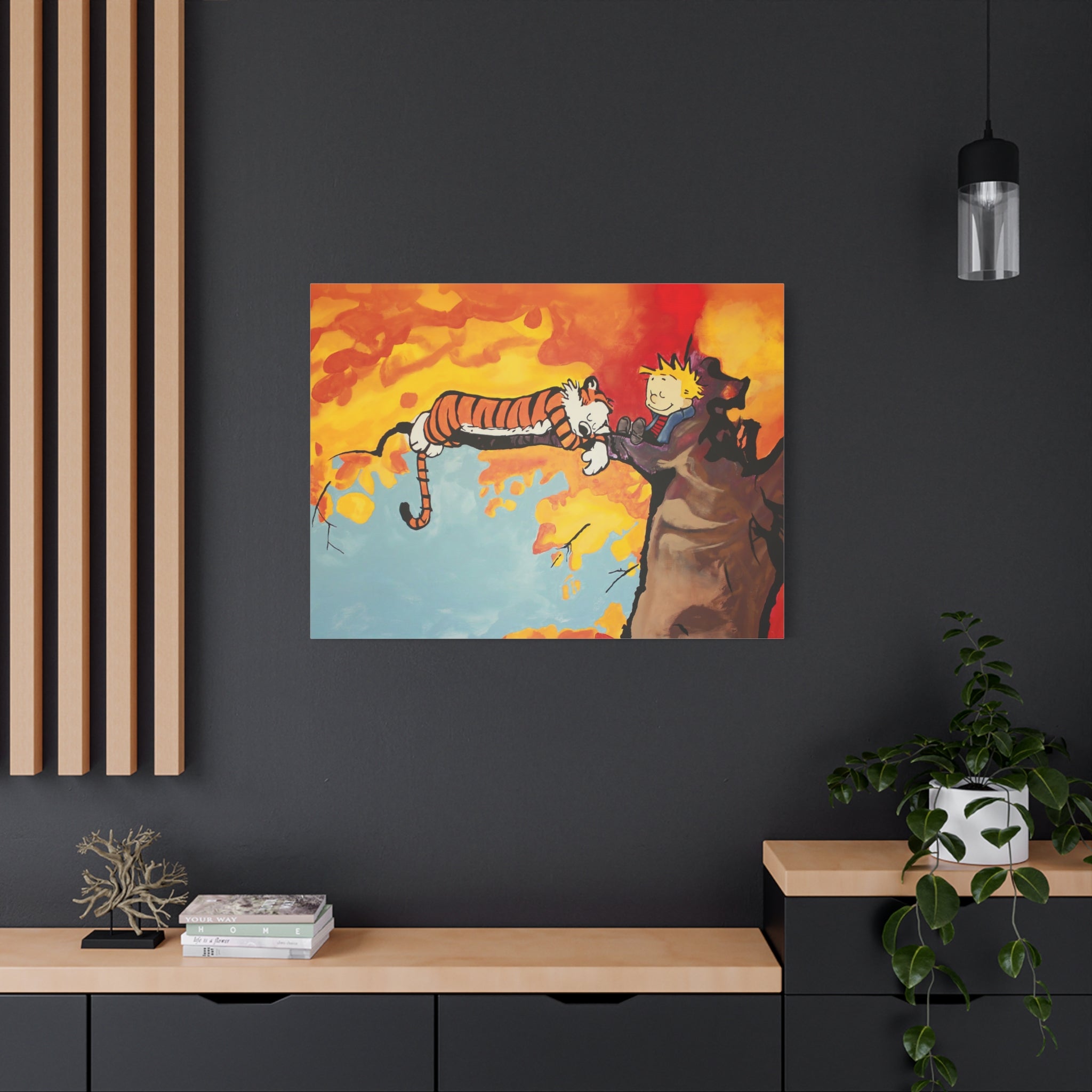 Calvin and Hobbes Canvas Wall Art - Nostalgic Comic Strip Poster for Nursery & Kids Room Decor - Friendship Theme Gift Idea