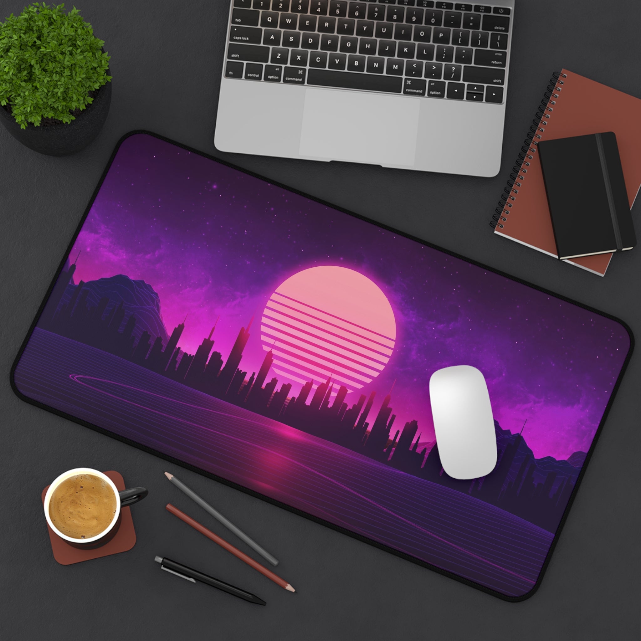 vibrant-vaporwave-mouse-pad-retrowave-desk-mat-neon-synthwave-desk-pad-vaporwave-sun-and-mountains-vaporwave-gift
