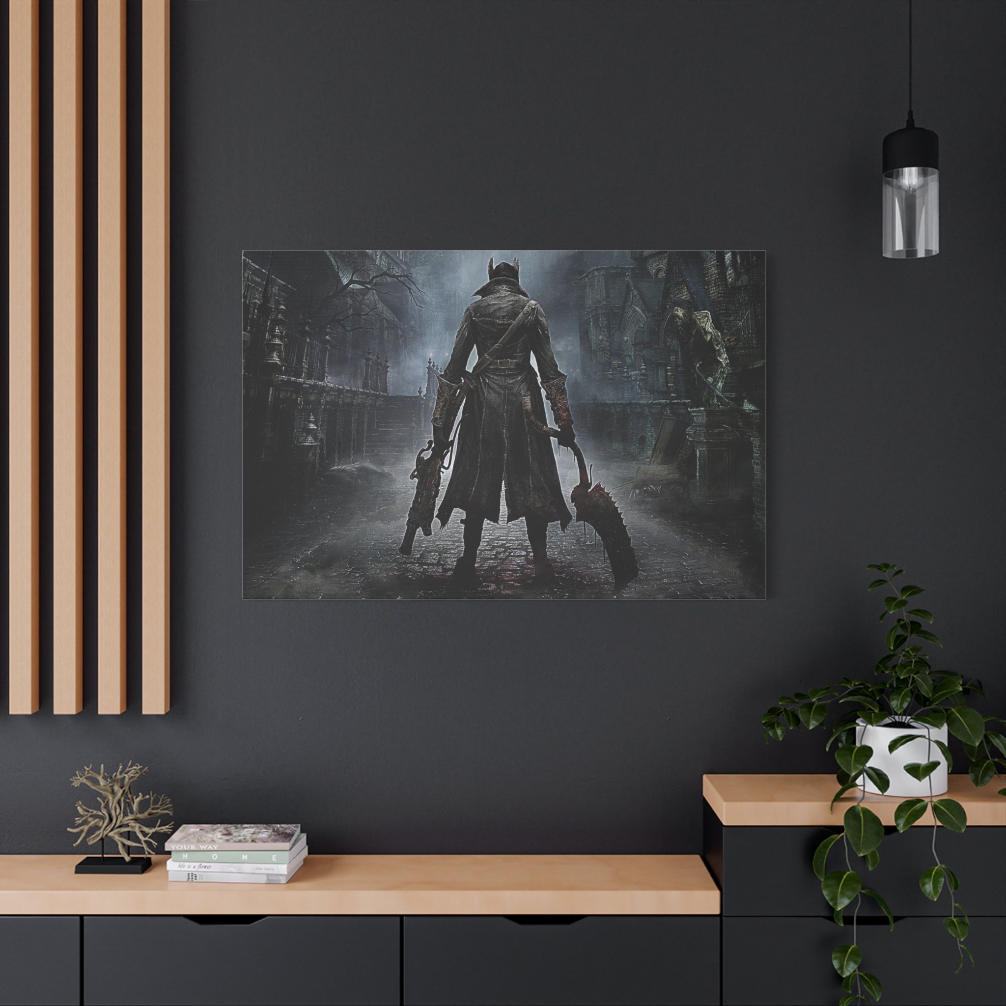 Bloodborne The Hunter Canvas Wall Art, Game Weapons, Home Wall Decor, Game Wall Art Print, Gothic Art