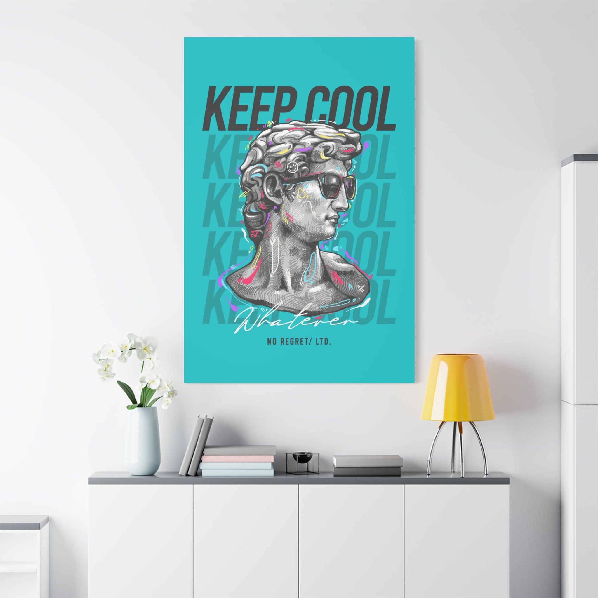 canvas-print-david-statue-with-sunglasses-living-room-decor-wall-art-matte-canvas-stretched-print-cool-home-decor-gift-unique