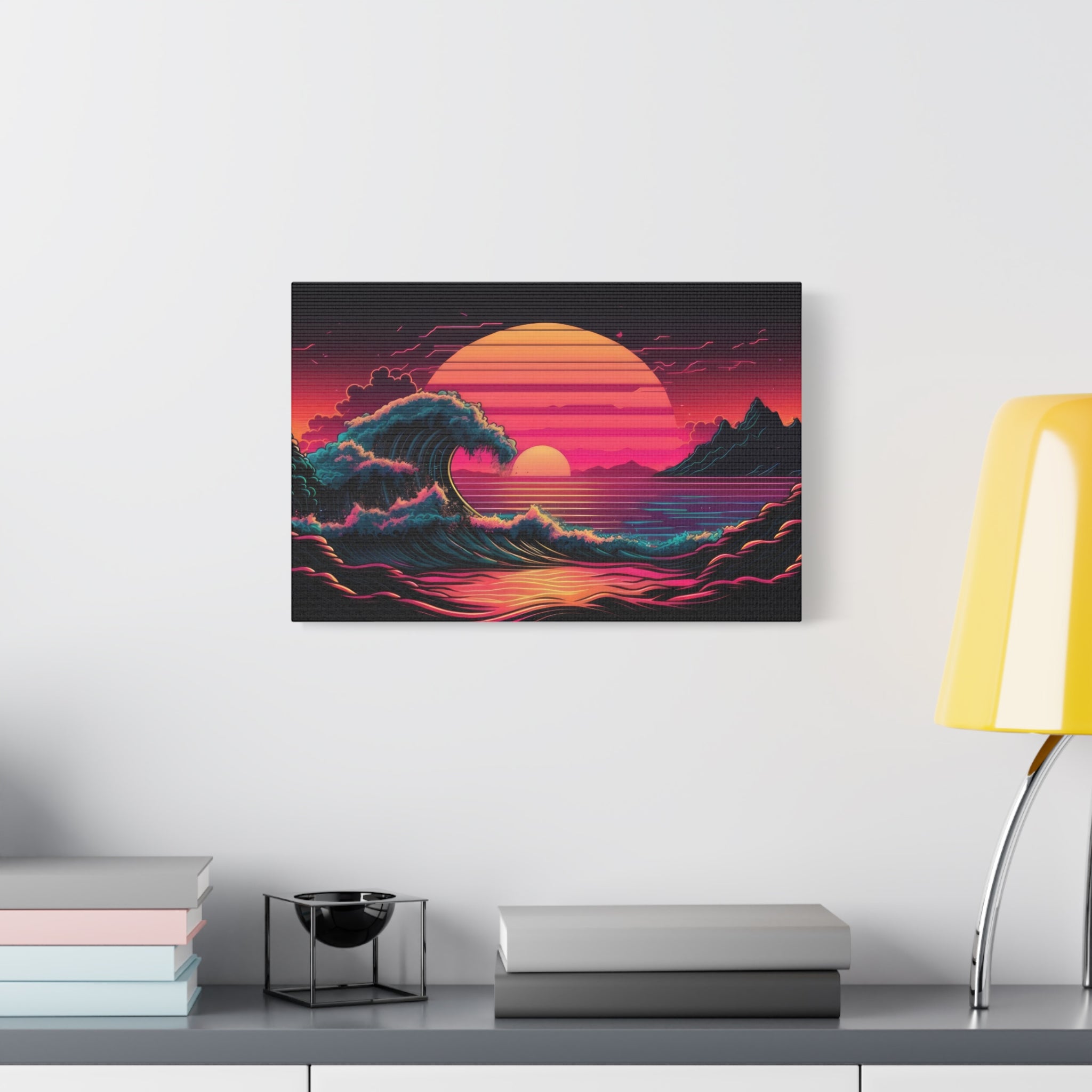 vaporwave-canvas-print-synthawave-canvas-wall-art-vaporwave-decor-retro-sunset-art-retrowave-wall-art-the-great-wave-home-art