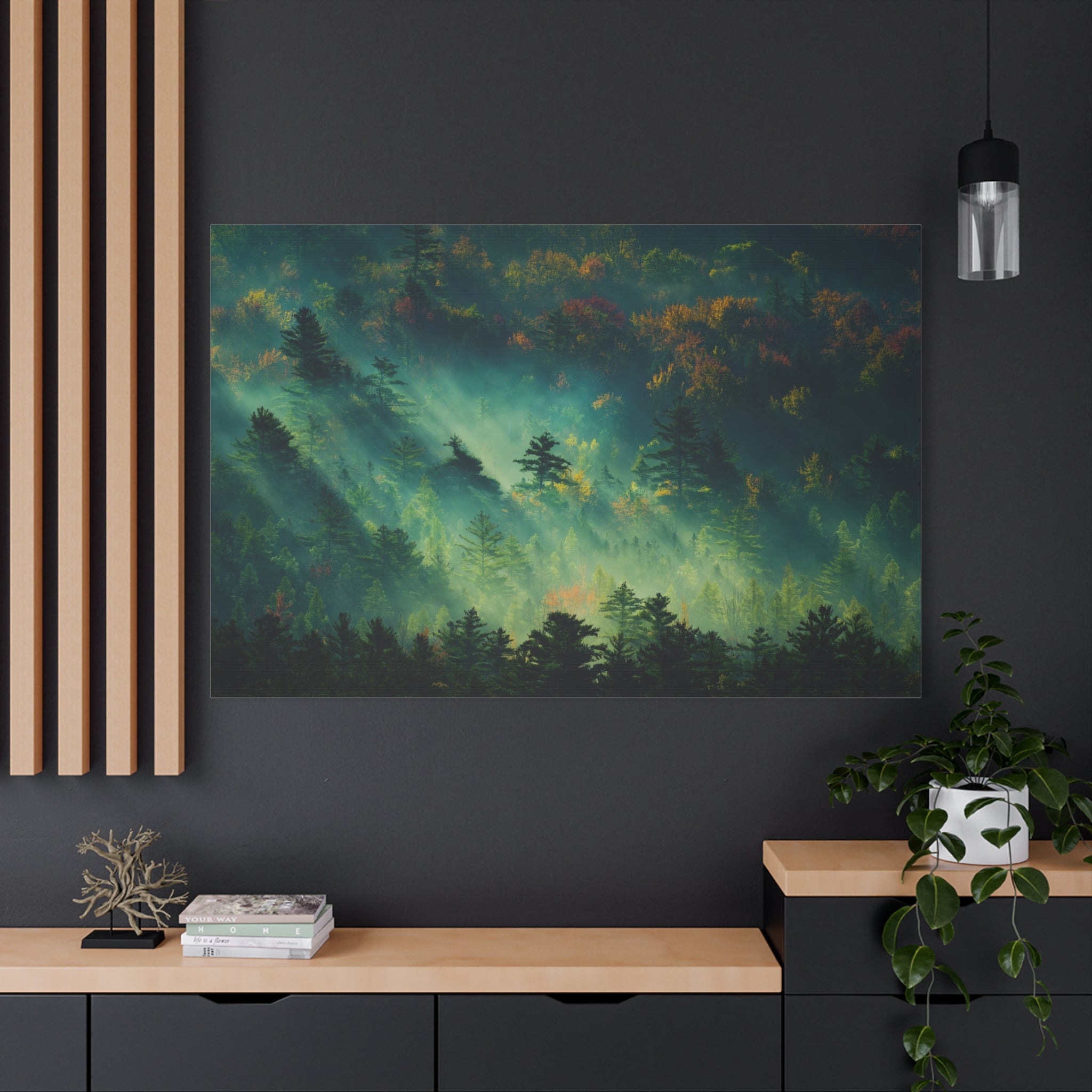 canvas-print-foggy-forest-nature-mist-wall-art-matte-stretched-canvas-landscape-scenery-woods-decor-nature-lover-gift-rustic-