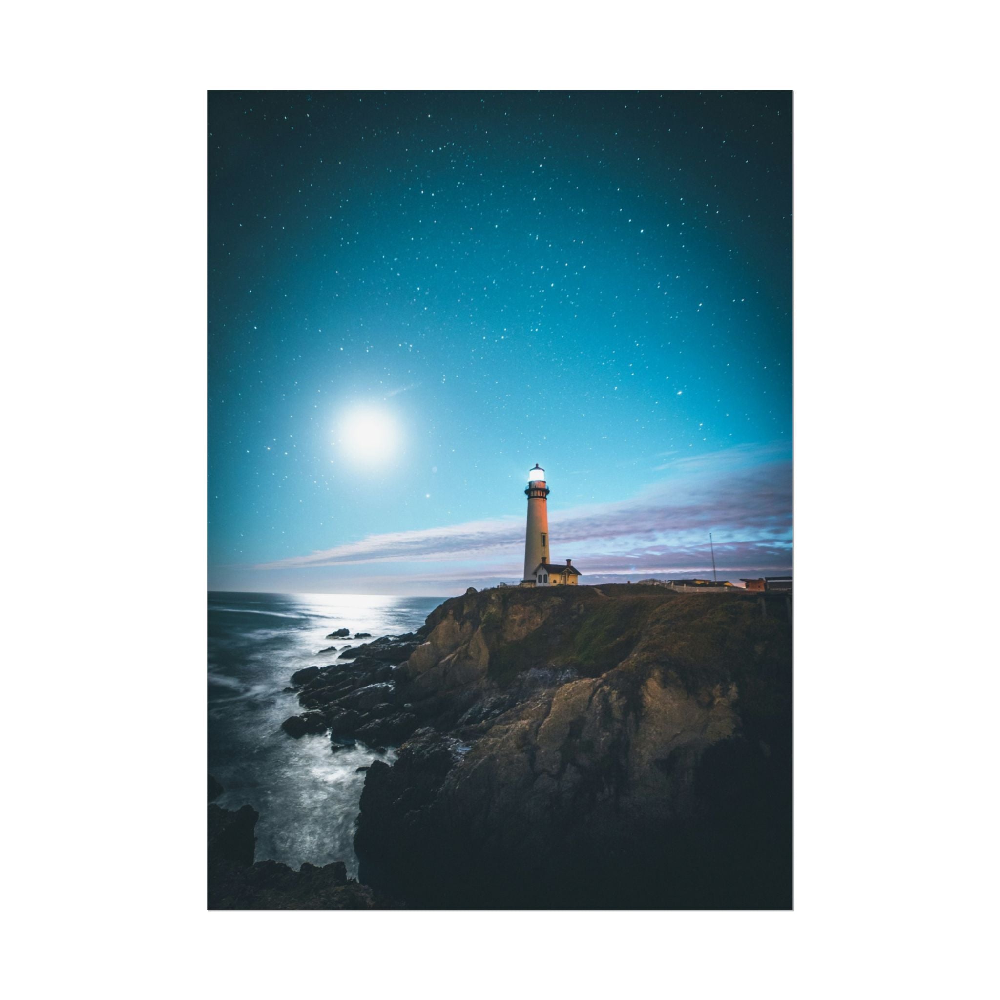 lighthouse-on-rock-poster-print-coastal-wall-art-nautical-wall-decor-beach-house-decoration-seaside-wall-ocean-wall-art
