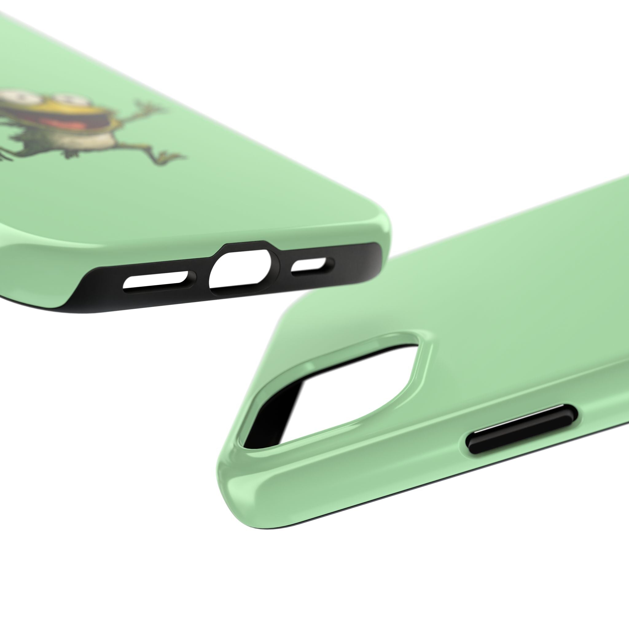 Quirky Funny Frog iPhone Tough Case - Kawaii Animal Phone Cover - Frog Protective Phone Cover - Green iPhone Case