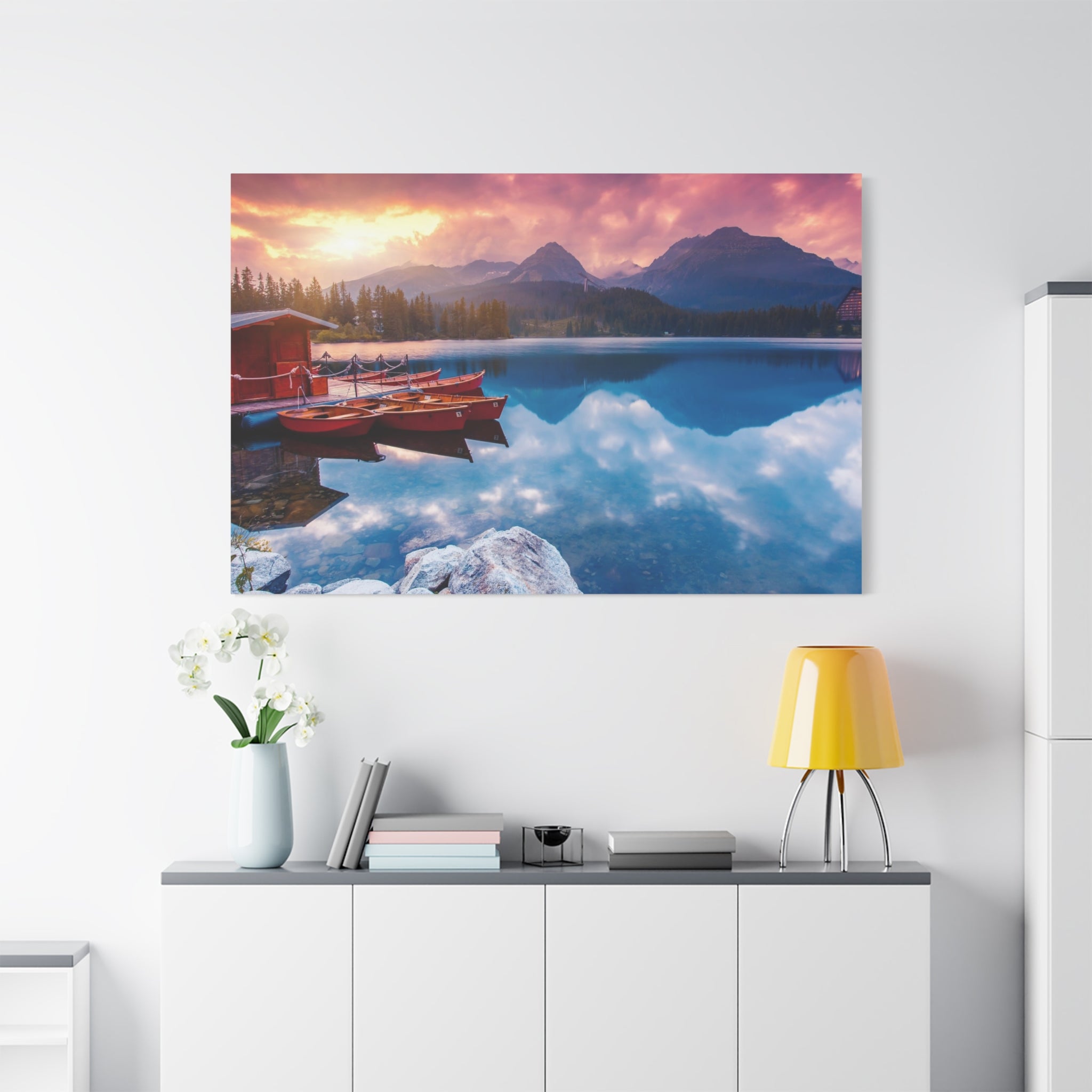 canvas-print-nature-sunrise-wall-art-lake-mountain-scenery-decor-stretched-matte-canvas-mountain-decor-home-decor-nature-wall