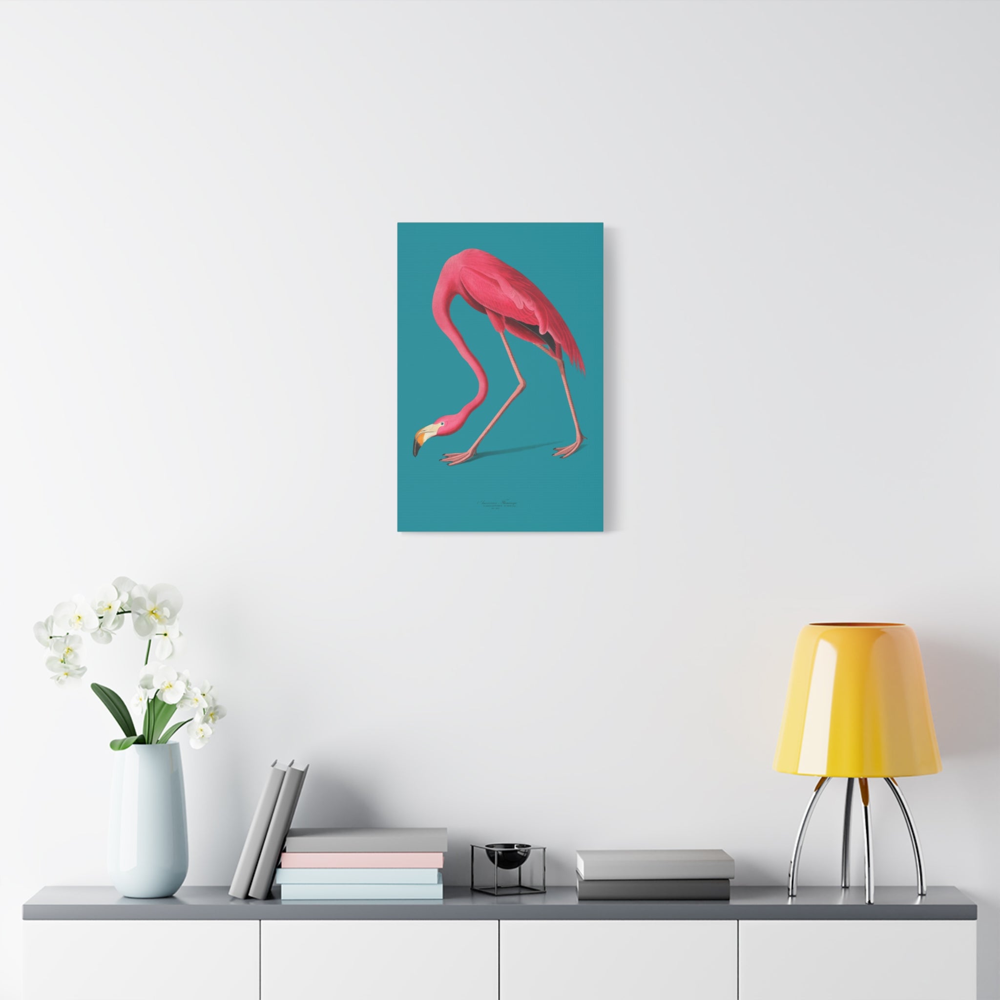 canvas-print-pink-flamingo-wall-art-vintage-home-decor-living-room-decor-stretched-canvas-art-pink-wall-art-flamingo-illustra