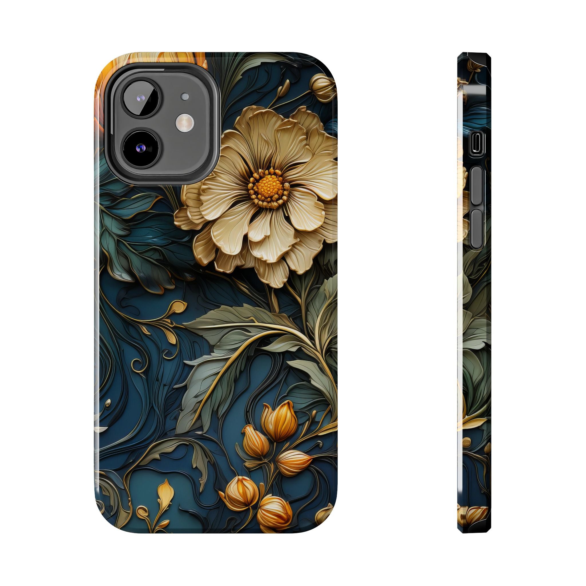 textured-art-nouveau-floral-tough-phone-case-cottagecore-iphone-case-unique-floral-phone-cover-vintage-style-iphone-case-prot