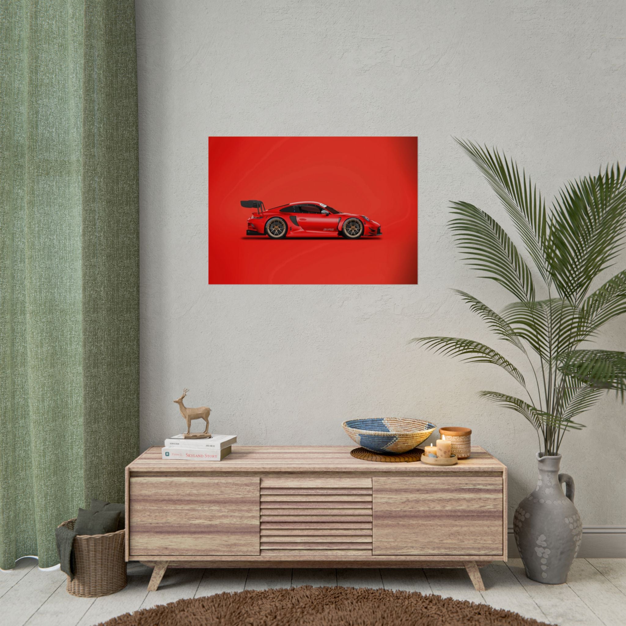 poster-print-wall-art-porsche-911-red-gt3r-red-supercar-poster-porsche-decor-rolled-poster-wall-art-hypercars-wall-decor