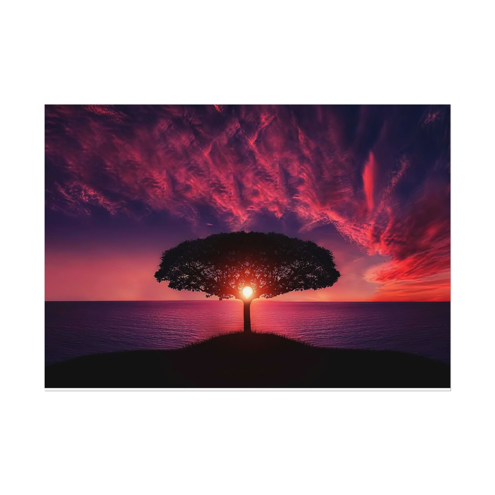 Panoramic Sunset Poster Print, Tree Wall Art, Scenery Decor, Exra Large Wall Art, Canvas Art Print, Landscape, Nature Wall Decor