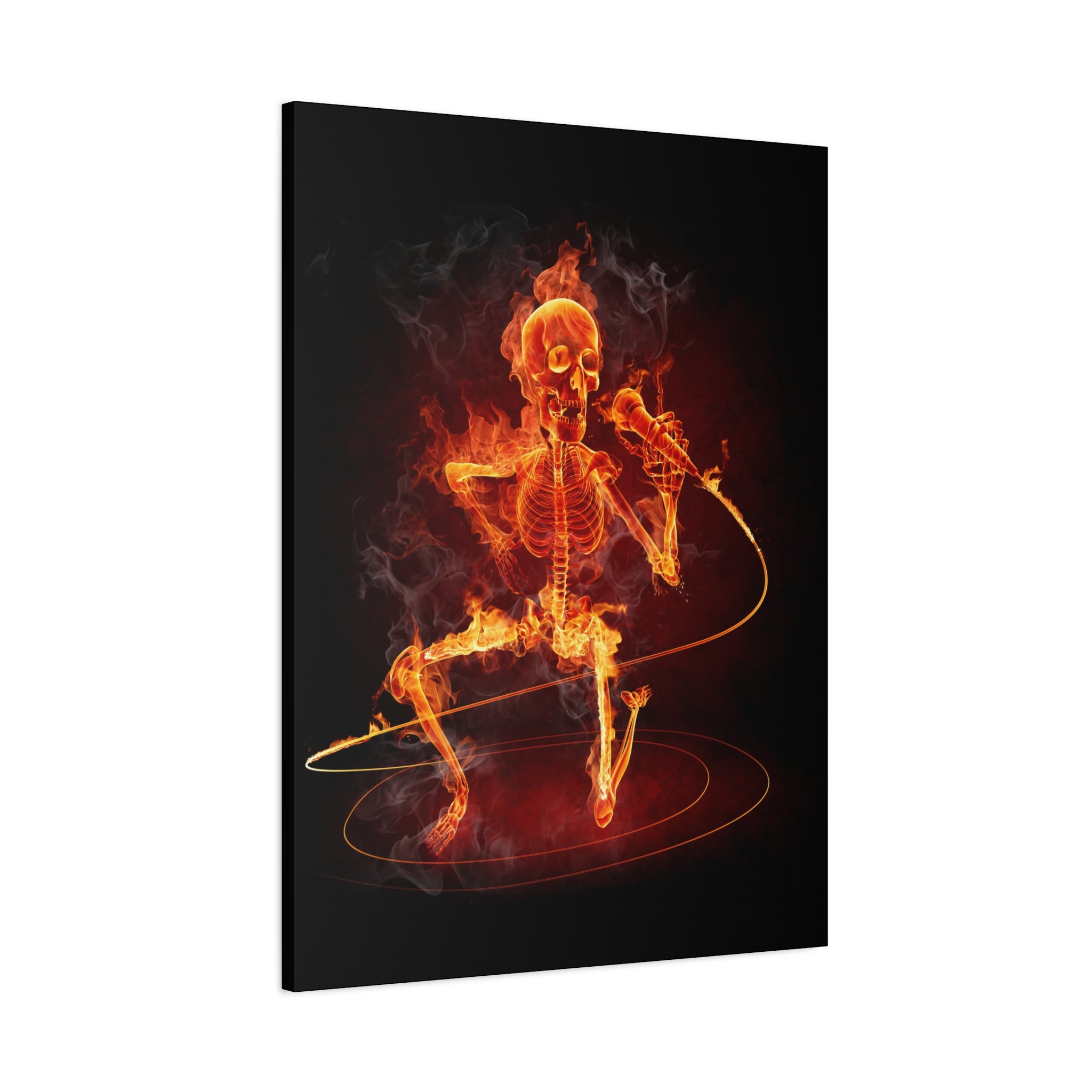 canvas-print-music-microphone-bones-fire-skull-home-decor-living-room-decor-rockn-roll-decor
