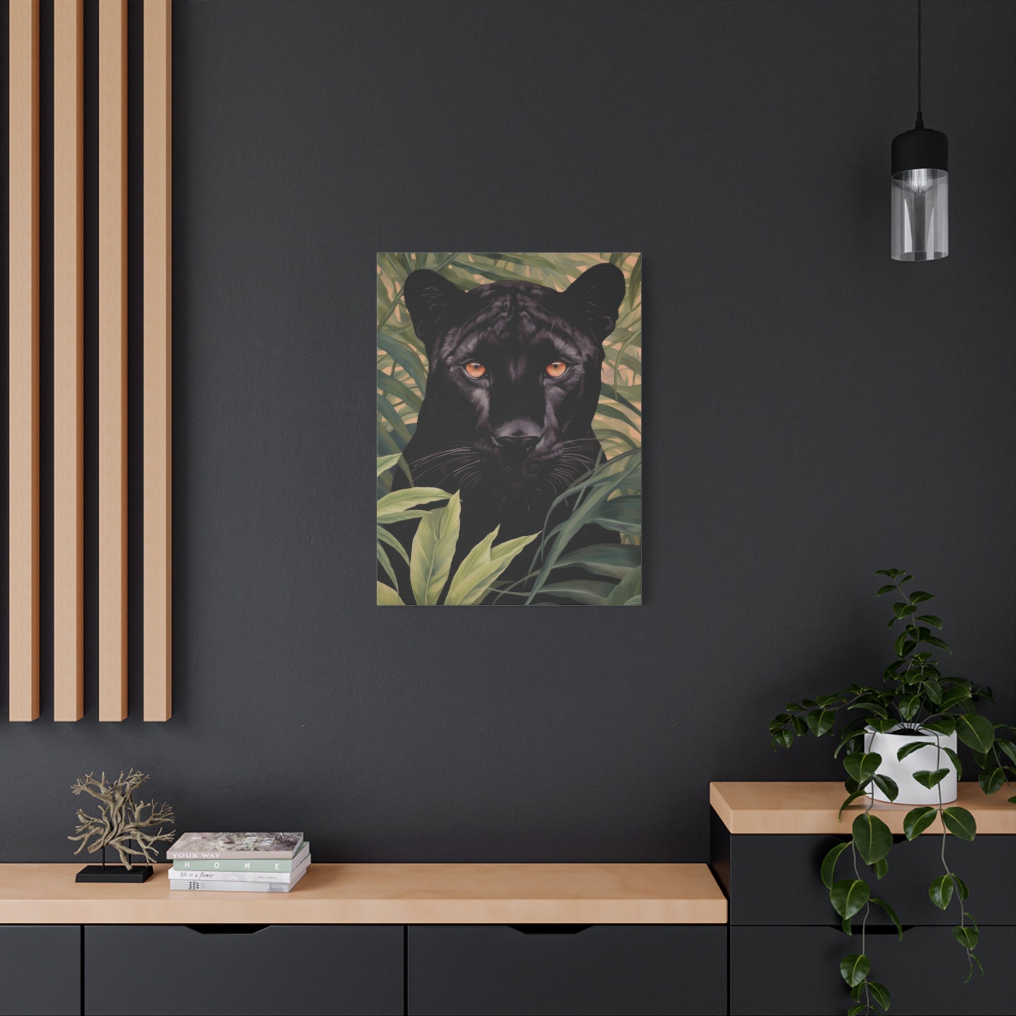 canvas-wall-art-black-panther-in-jungle-african-animal-decor-print-matte-stretched-canvas-wall-hanging-wildlife-theme