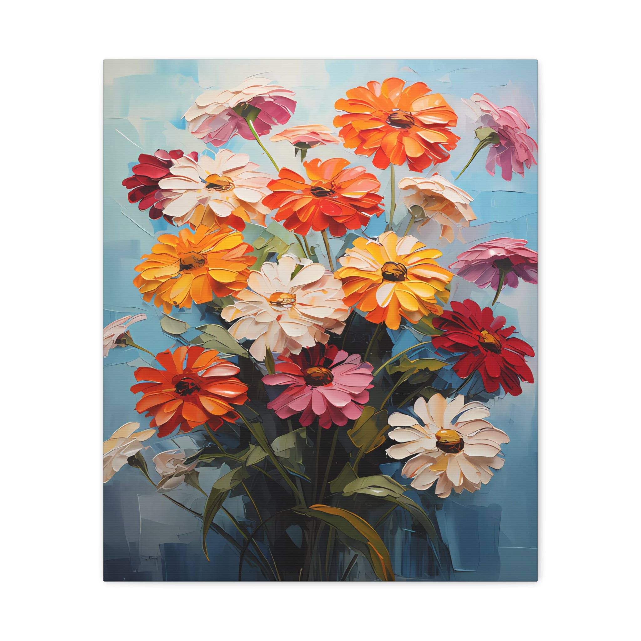 canvas-print-zinnia-flowers-impasto-matte-stretched-art-floral-wall-decor-botanical-artwork-impressionist-painting-reproducti
