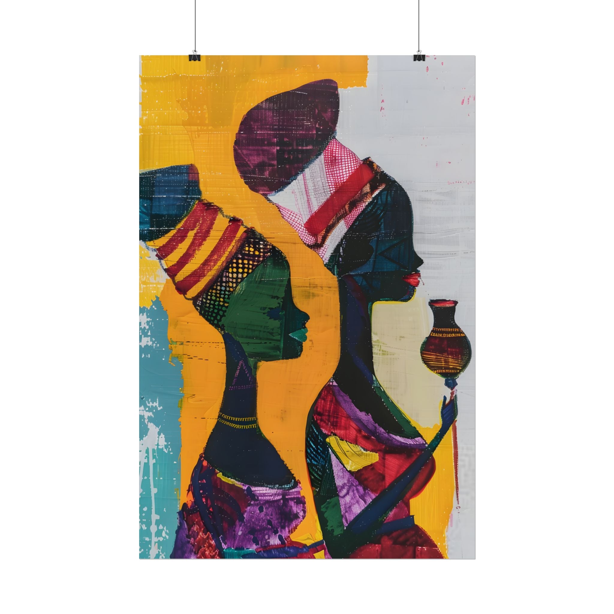 Traditional African Woman Poster Wall Art, African Portrait, Afrocentric, Tribal Home Art, Afro American Art, Ethnic Wall Decor