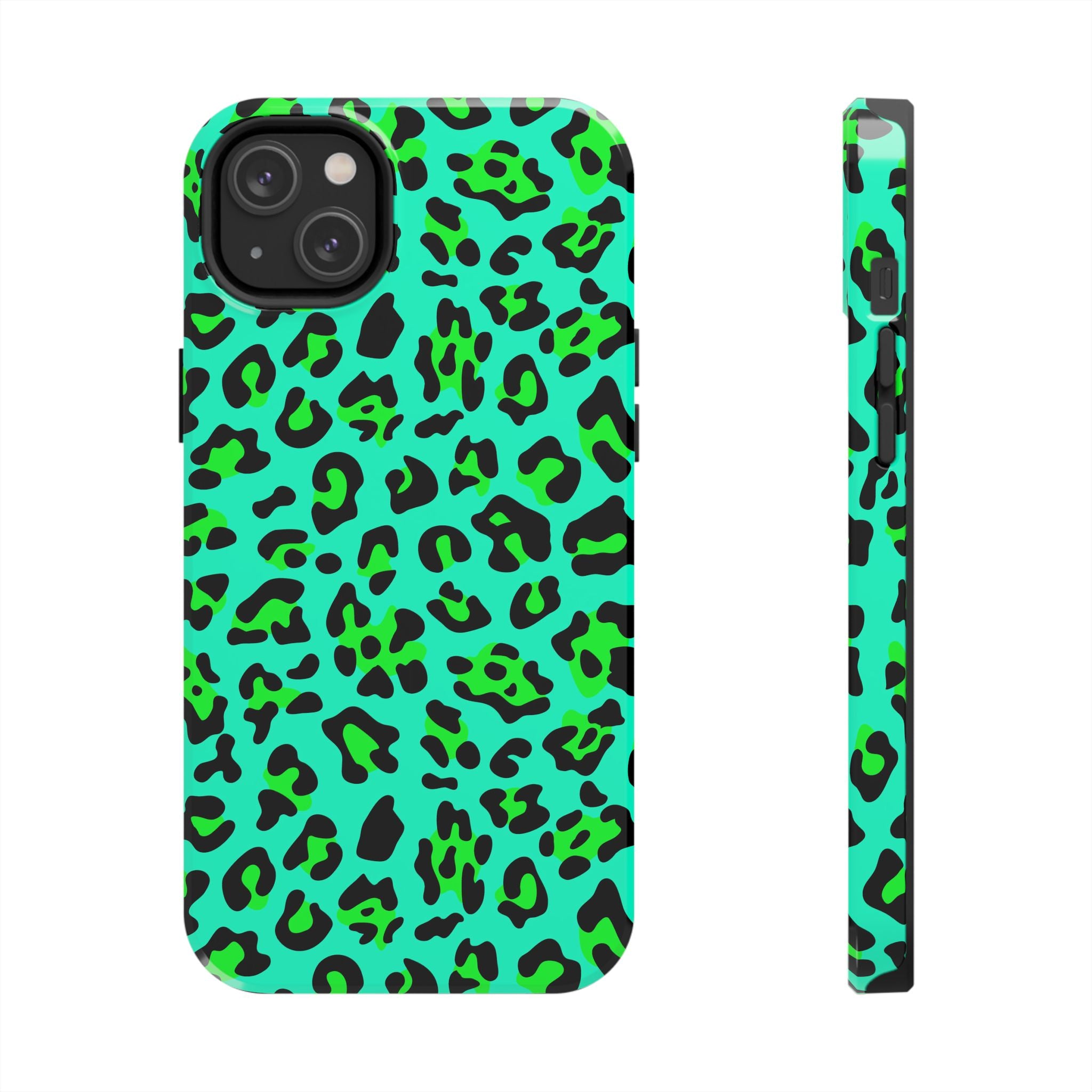 neon-green-teal-leopard-iphone-tough-case-stylish-phone-cover-protective-cellphone-case-trendy-smartphone-accessory-gift-for-
