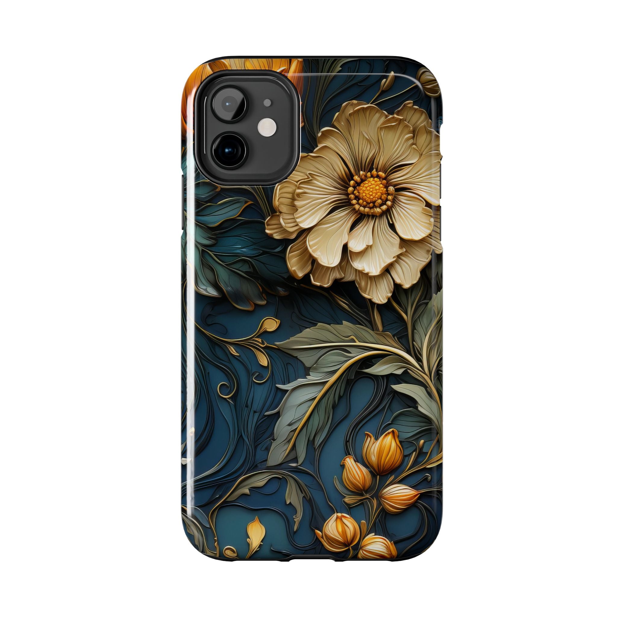 textured-art-nouveau-floral-tough-phone-case-cottagecore-iphone-case-unique-floral-phone-cover-vintage-style-iphone-case-prot
