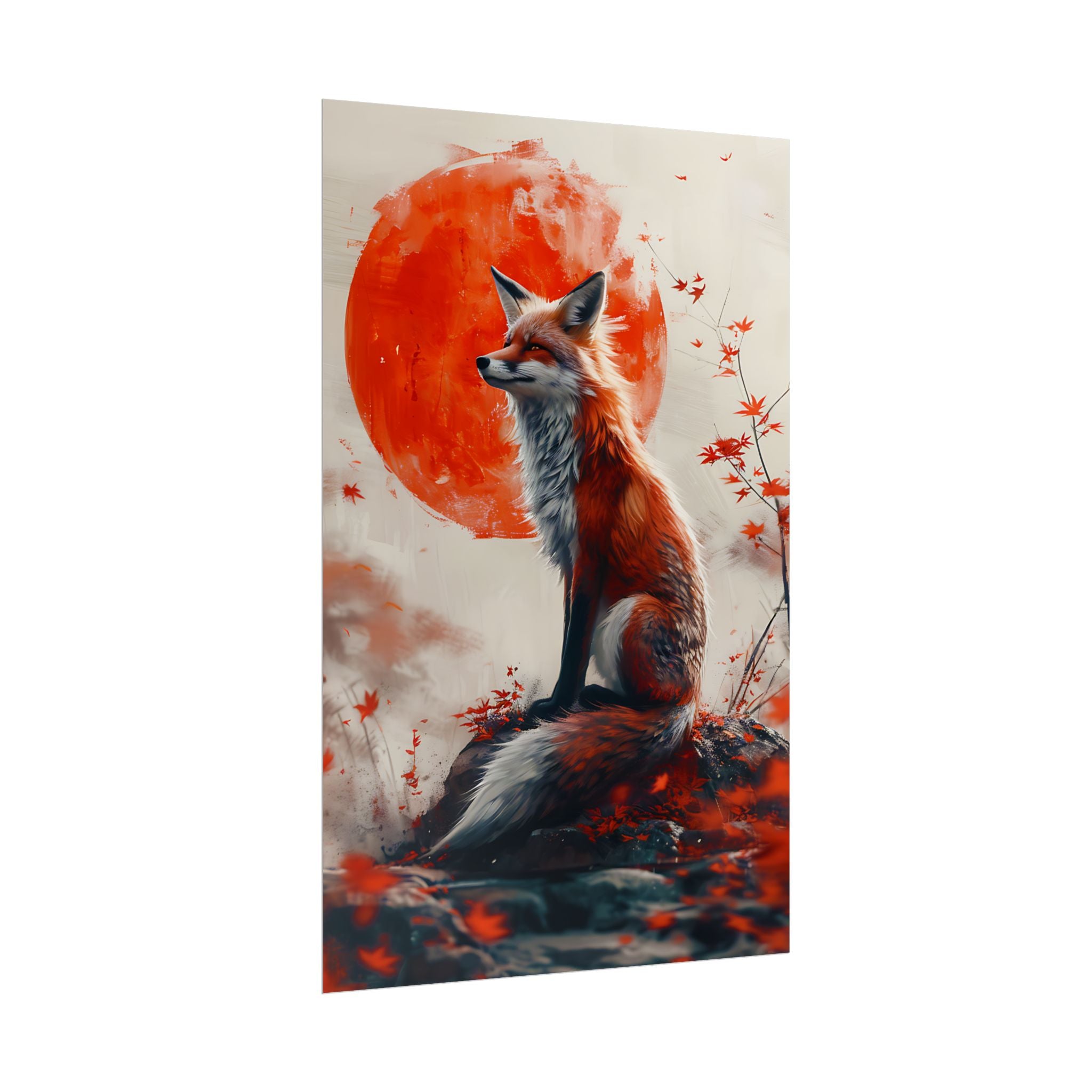 red-fox-poster-print-fantasy-decor-wildlife-wall-art-red-sun-home-decor-animal-lover-gift-nature-print-fantasy-art-decor