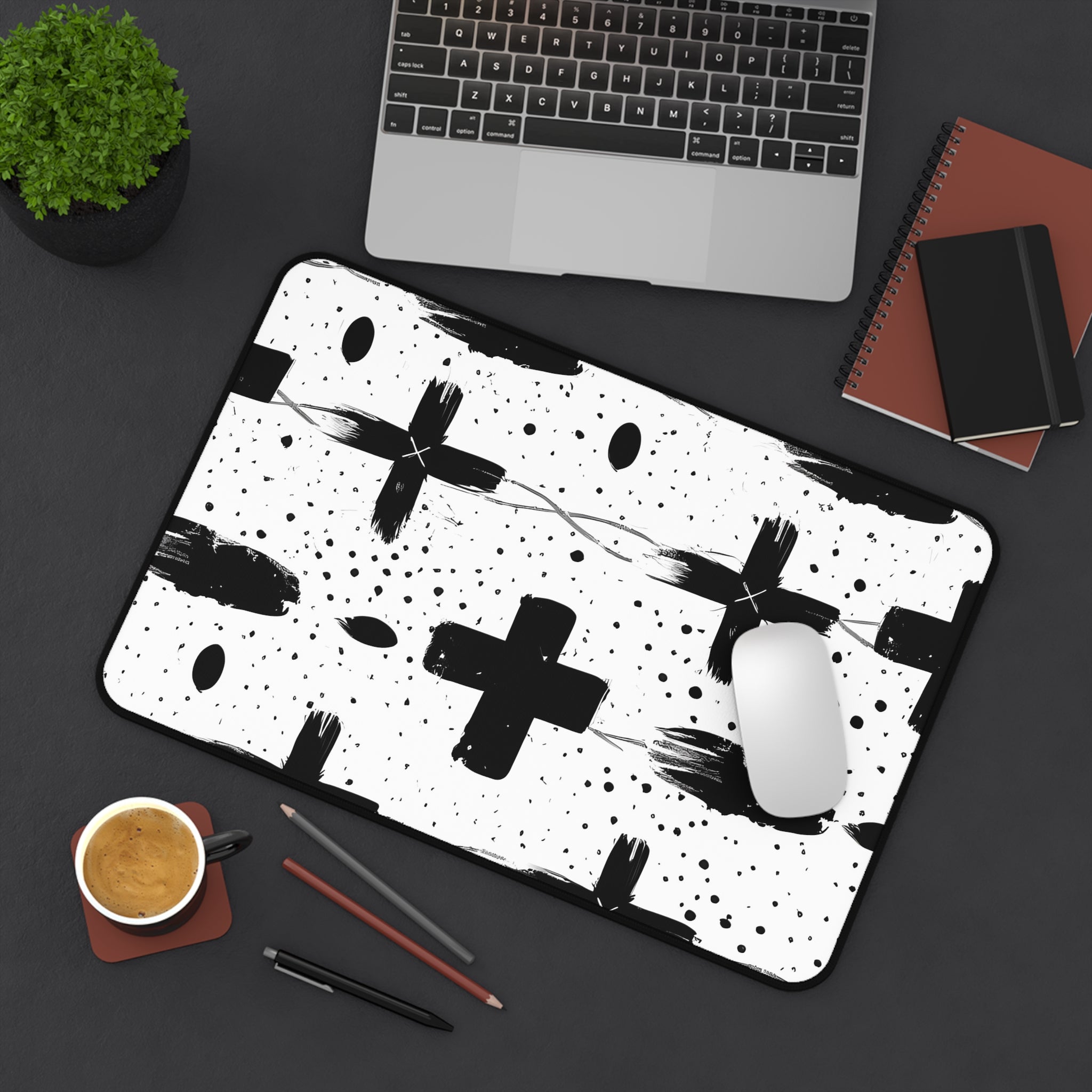 plus-monochrome-mouse-pad-black-and-white-face-desk-mat-sleek-black-and-white-desk-pad-modern-minimalist-mouse-pad
