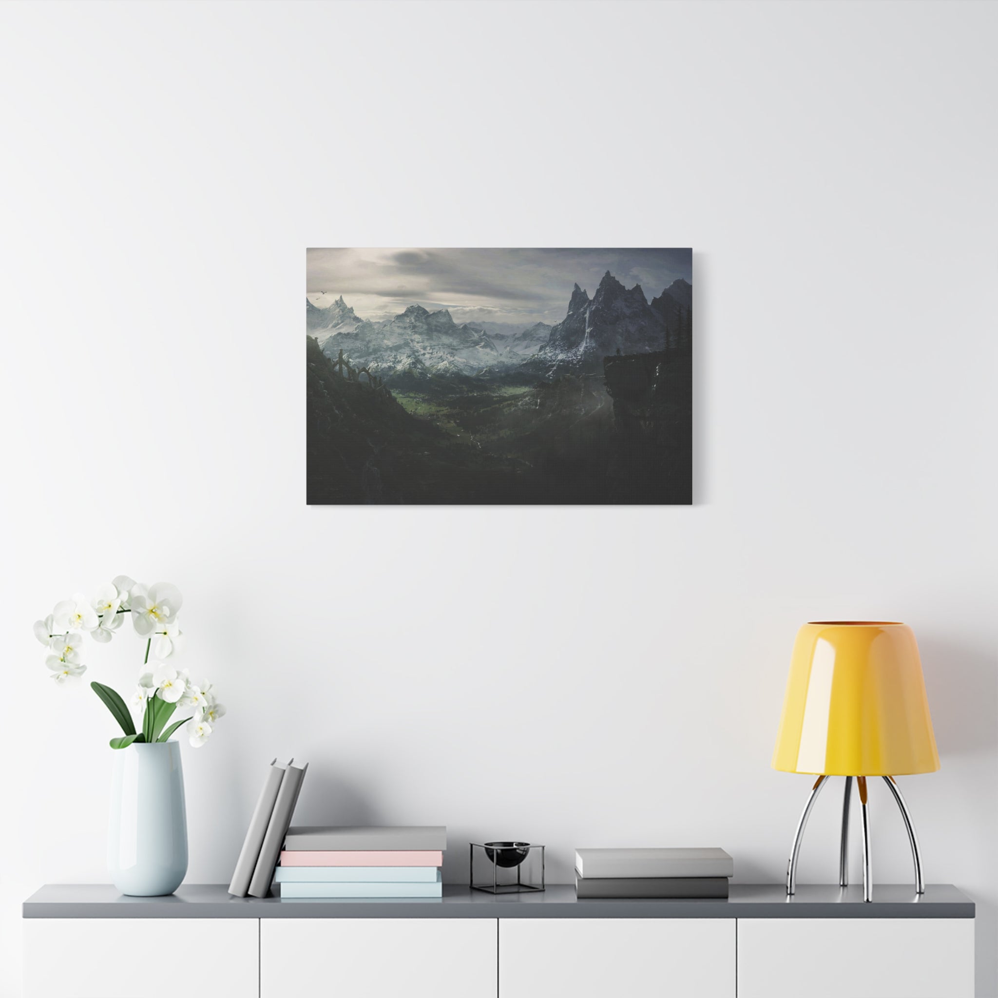 The Elder Scrolls Skyrim Canvas Wall Art - Dark Landscape Dragon Game Canvas Print Room Decor, Gaming Wall Art, Skyrim Gift
