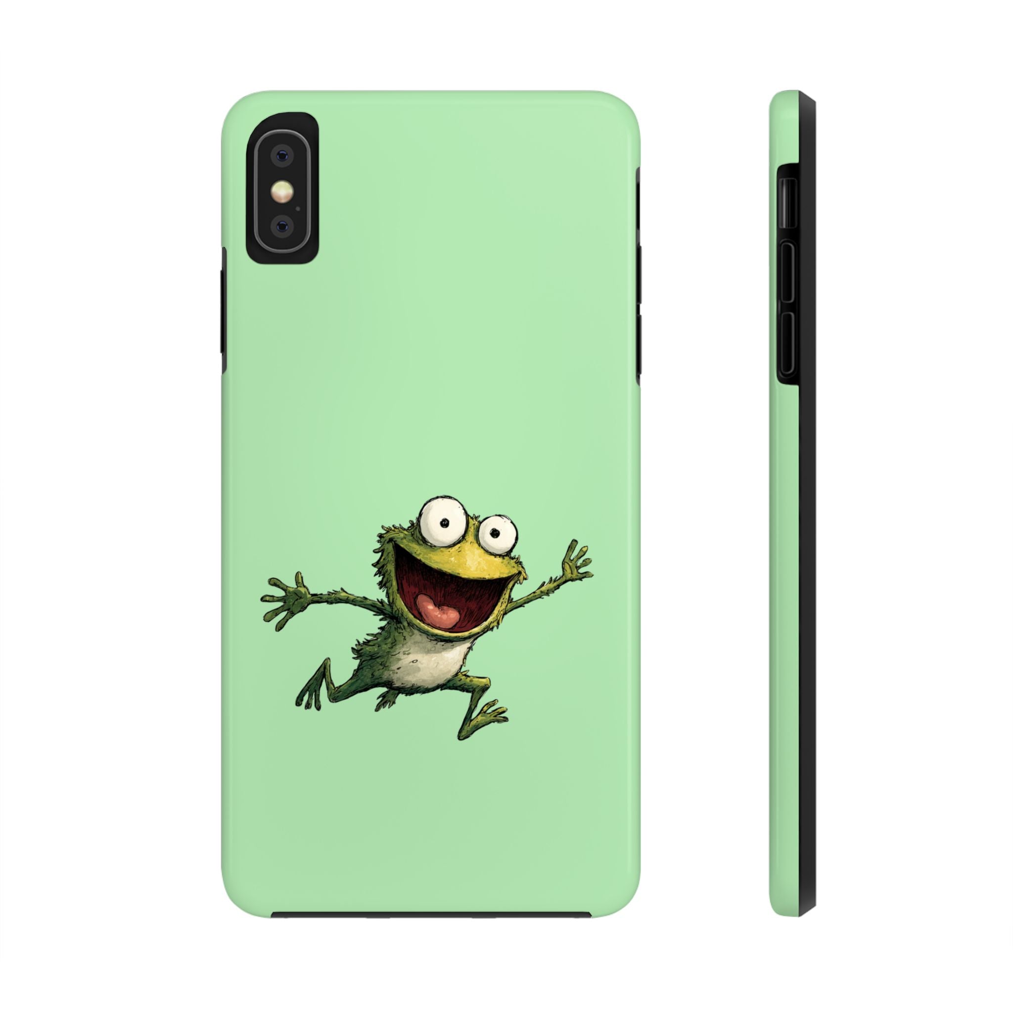 Quirky Funny Frog iPhone Tough Case - Kawaii Animal Phone Cover - Frog Protective Phone Cover - Green iPhone Case