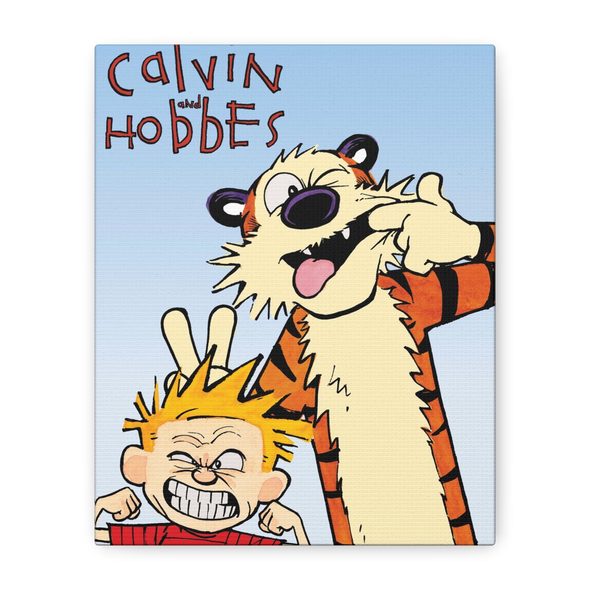 Calvin and Hobbes Canvas Wall Art - Nostalgic Vertical Comic Strip Canvas for Kids Room & Nursery Decor - Friendship Adventure Theme Print