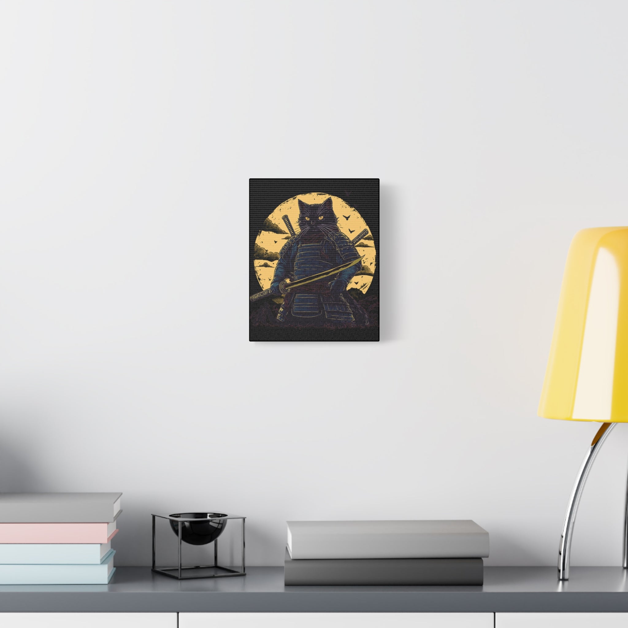 canvas-wall-art-samurai-cat-japanese-style-sunset-retro-wall-decor-stretched-matte-canvas-wall-hanging-home-decor-retro-wall-