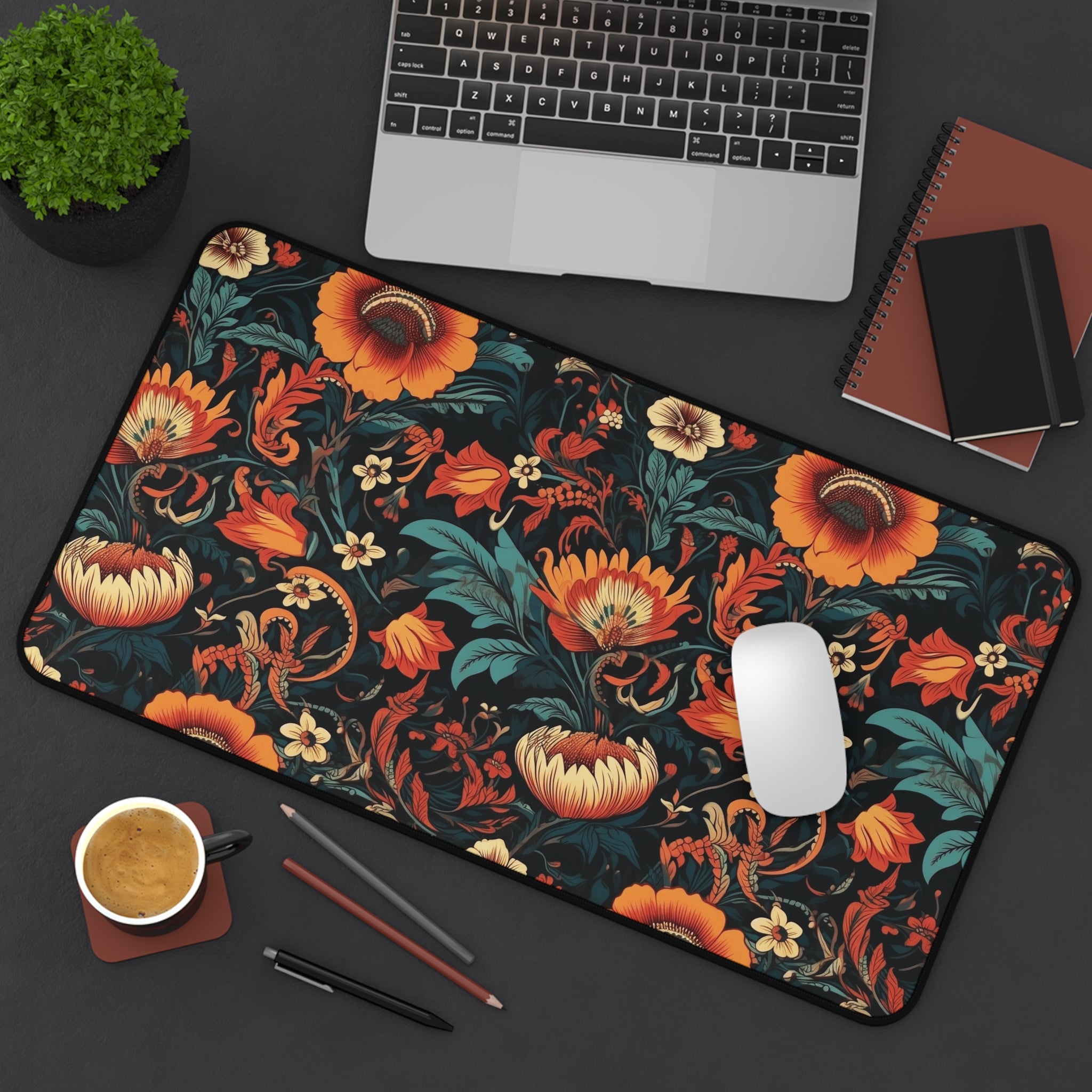 retro-orange-flowers-cottagecore-desk-mat-floral-mouse-pad-farmhouse-style-office-decor-shabby-chic-workspace-decor-large-gam