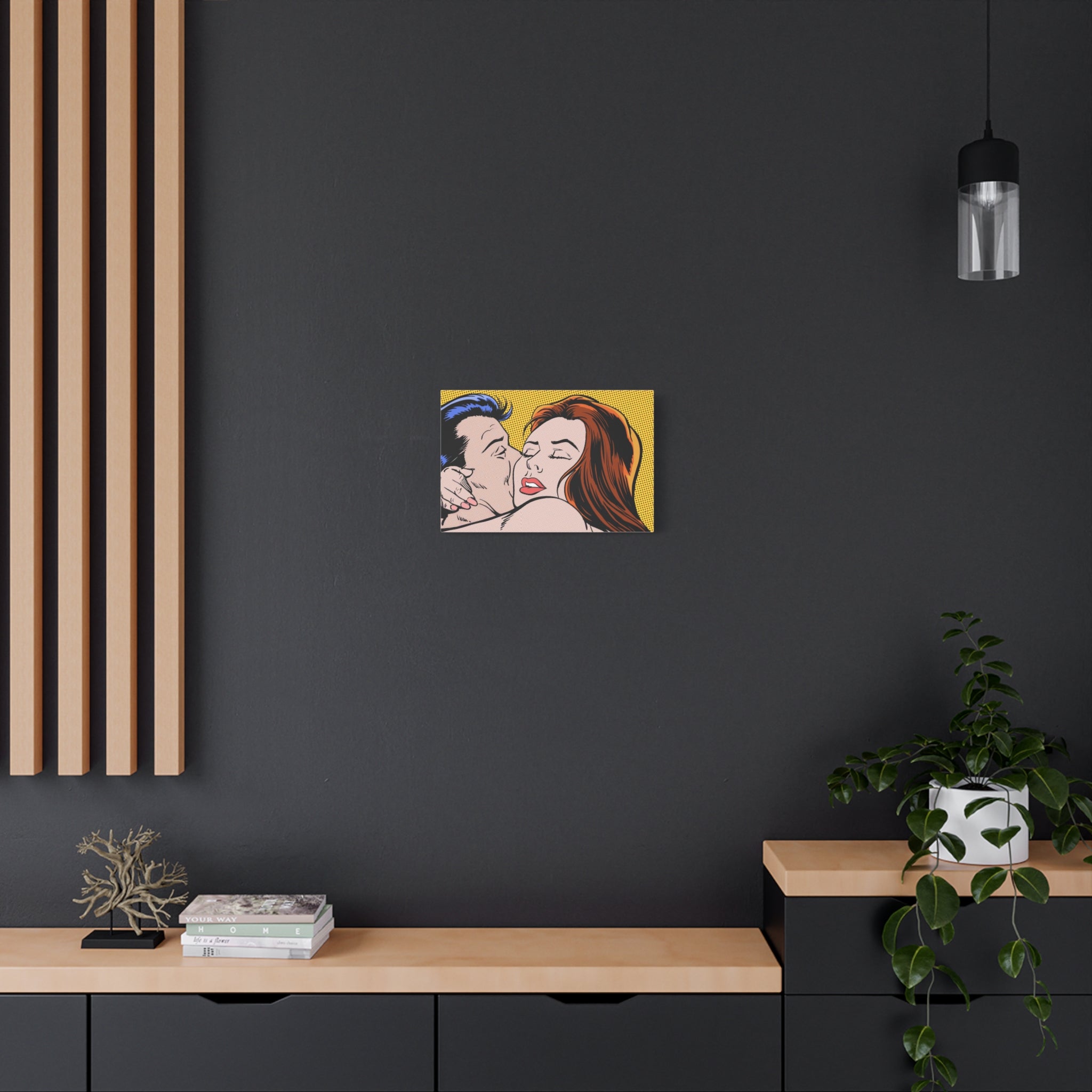 pop-art-canvas-print-retro-wall-art-stretched-matte-canvas-kiss-love-home-decor-wall-decor-poster-decorative-art-gift
