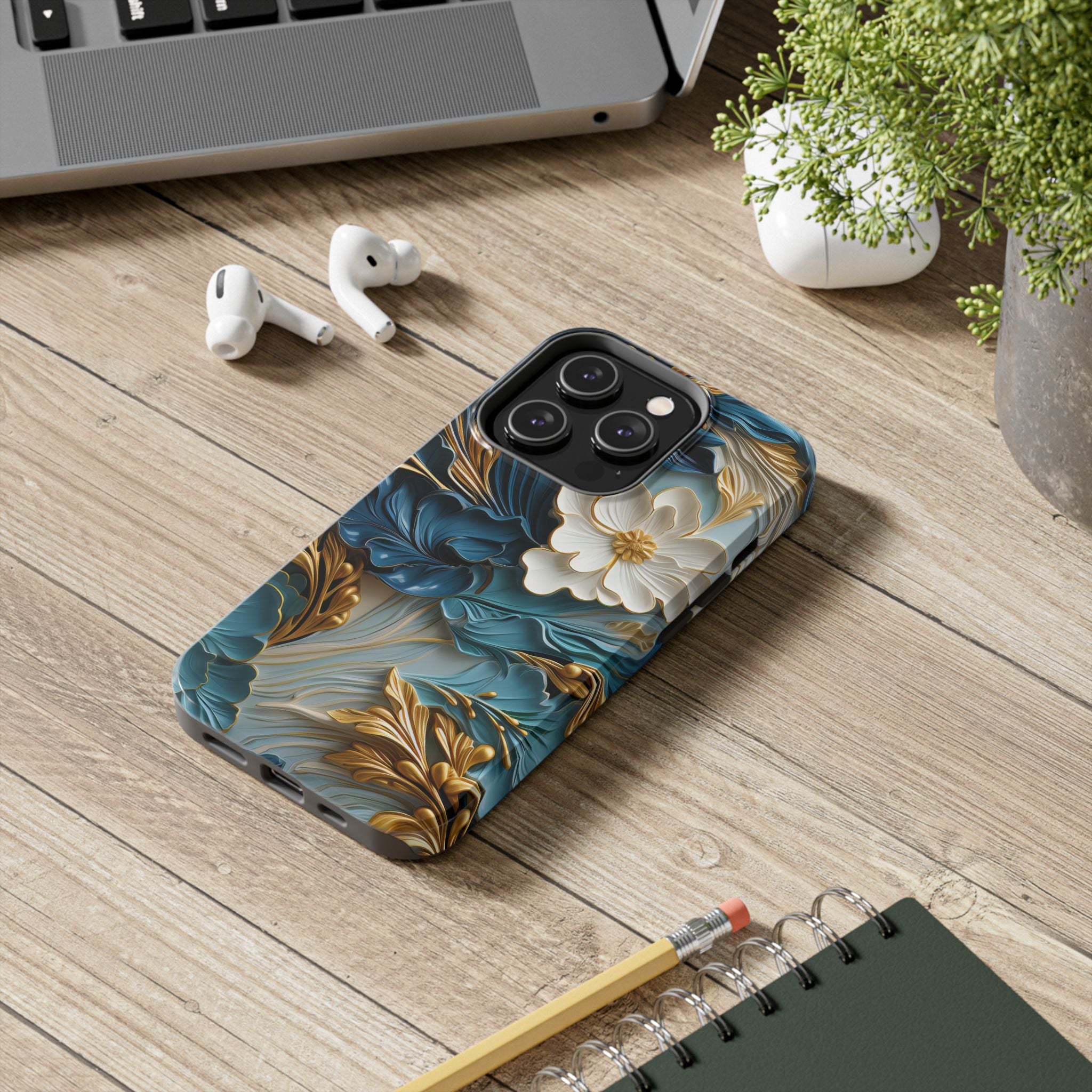 textured-art-nouveau-floral-tough-phone-case-cottagecore-iphone-case-unique-floral-phone-cover-vintage-style-iphone-case-prot