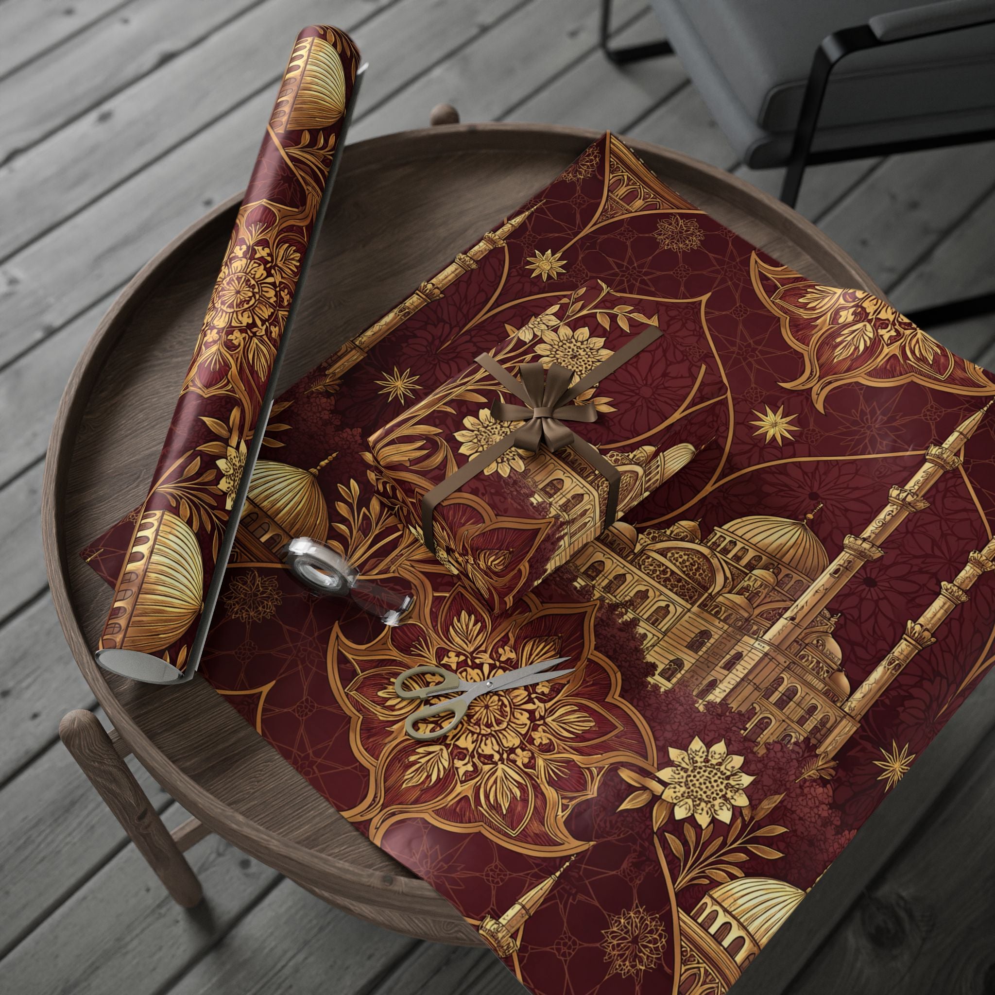 ramadan-night-wrapping-papers-islamic-crescent-moon-gift-wrap-mosque-silhouette-eid-holiday-supplies-festive-present-packagin